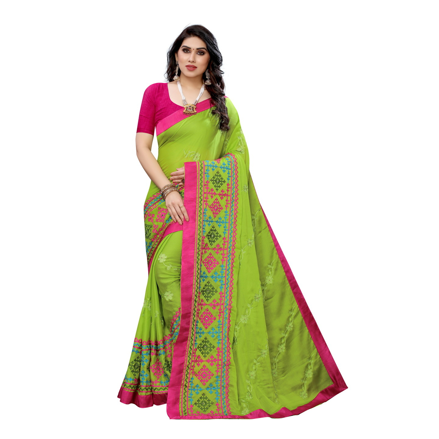 DESIGNER GREEN SUIDHAGA EMBROIDERED SAREE