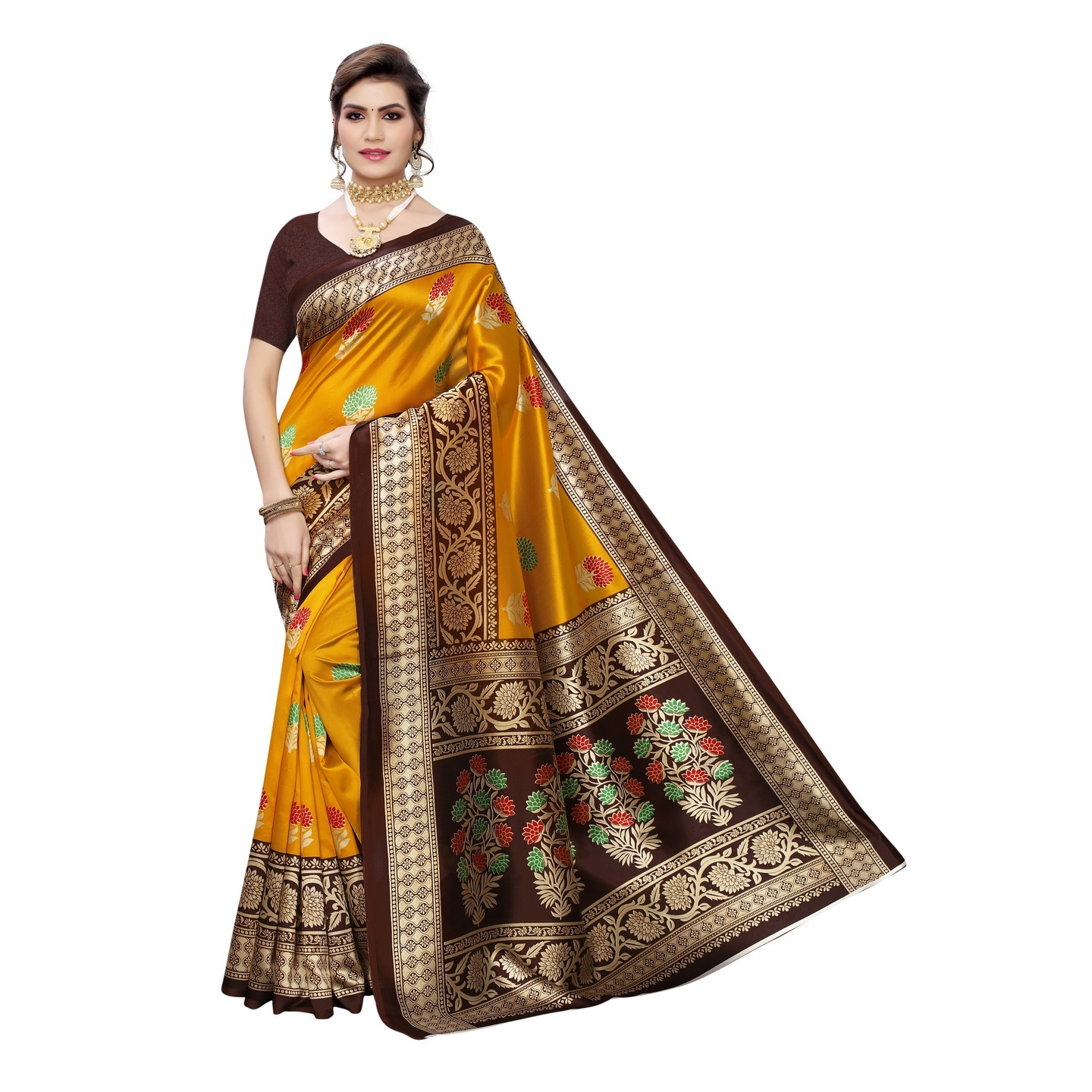 ART SILK SAREES WITH FLORAL PRINTS