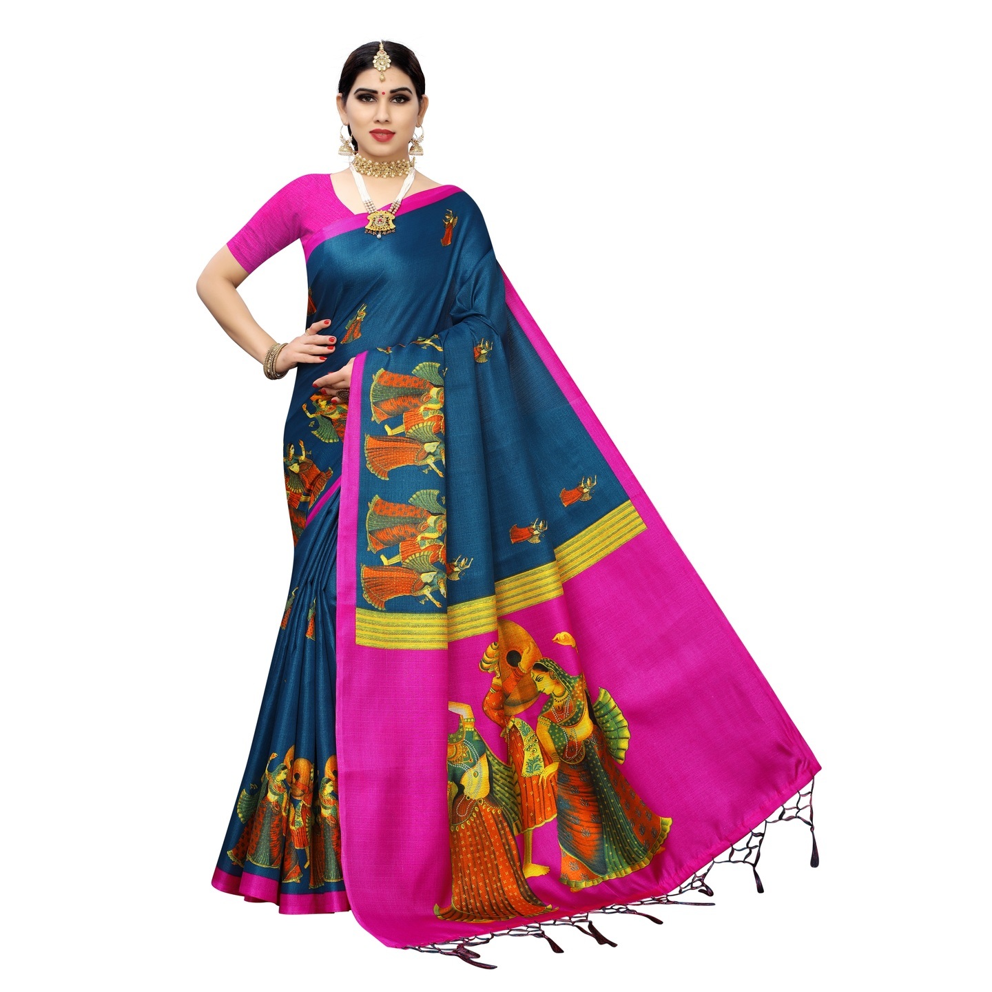 KALAMKARI RAMA KHADI SILK SAREE WITH FIGURE PRINT CONCEPT