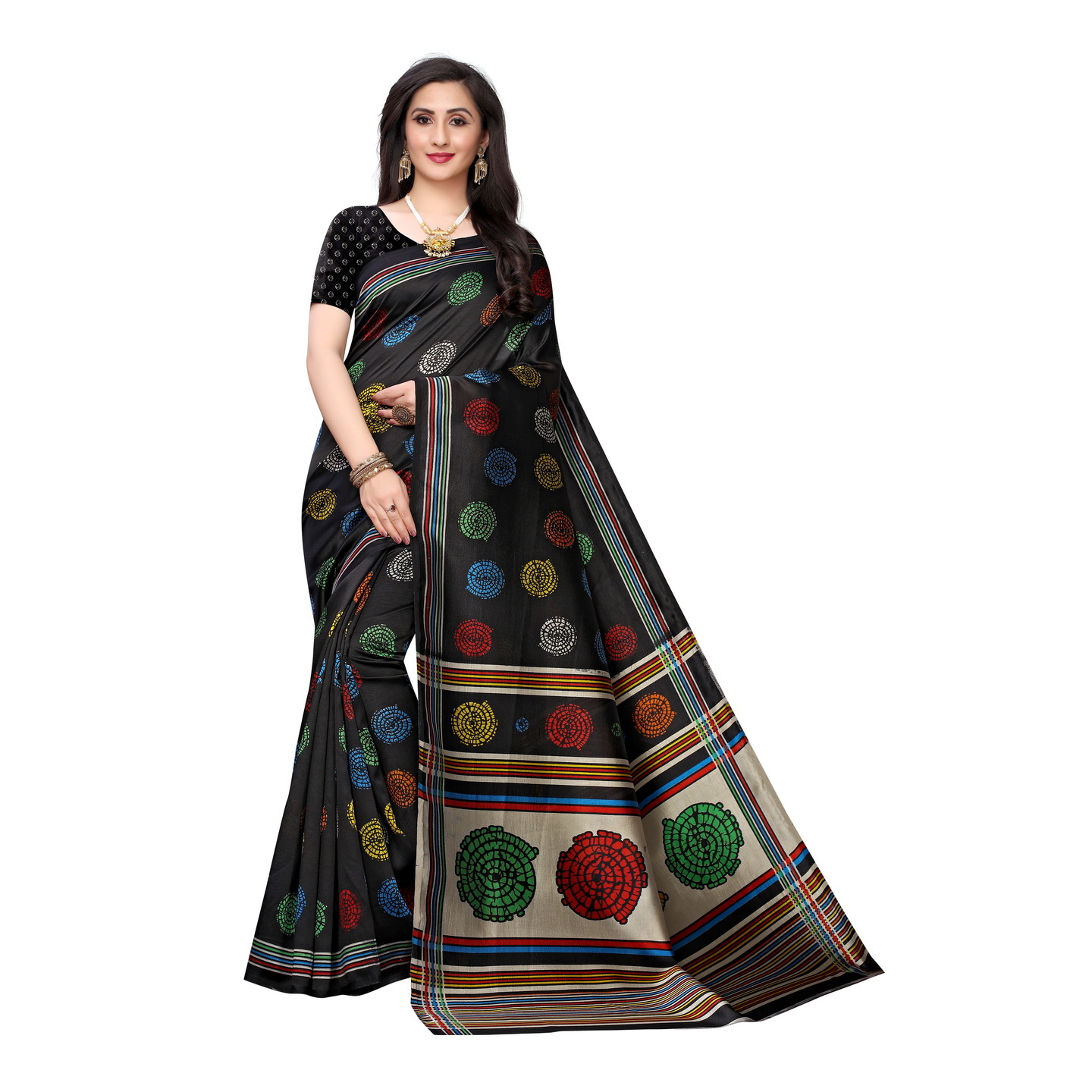 SNAIL PRINTED BLACK JUTE SAREE