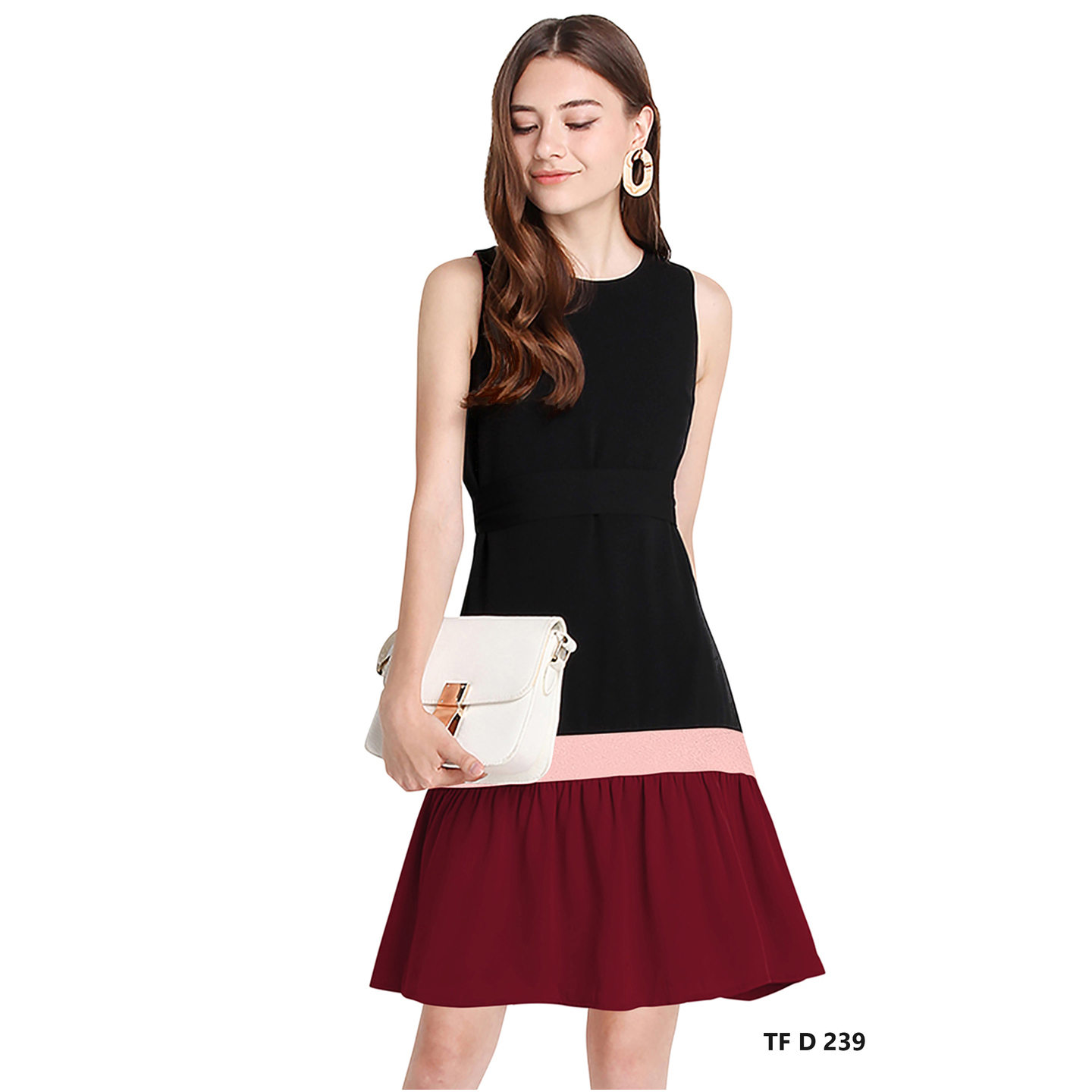 BEAUTIFUL BLACK & MAROON SKATER DRESS