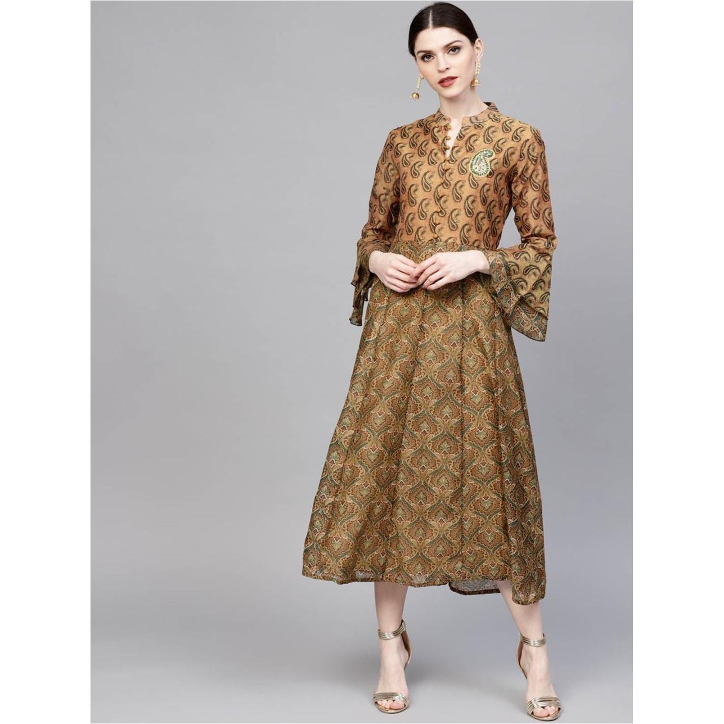 Jaipuri Pure Chanderi A-Line Kurta