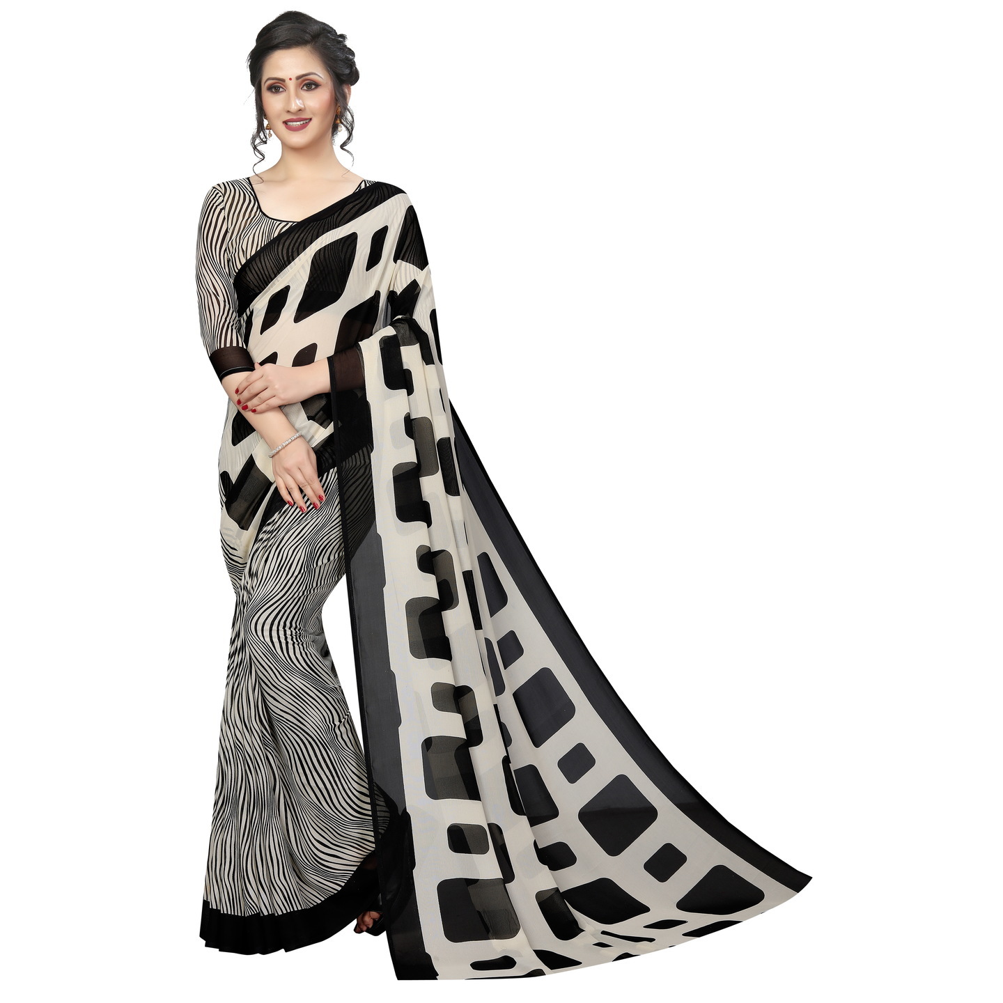 Beautiful Printed Georgette Saree with Blouse Piece