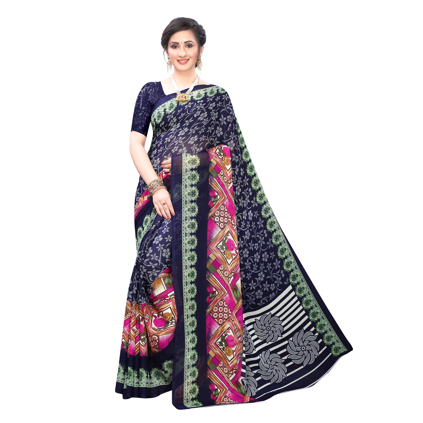 Beautiful Printed Georgette Saree with Blouse Piece