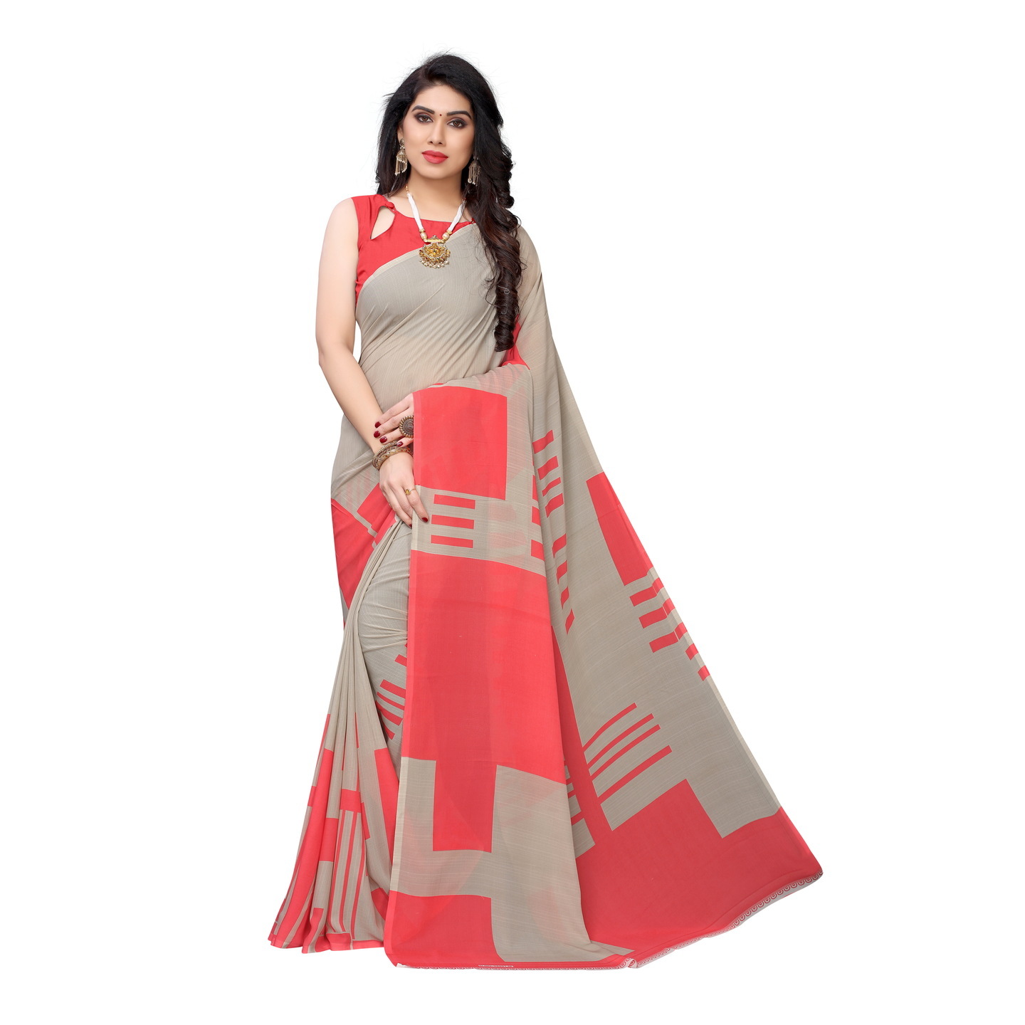 Beautiful Printed Georgette Saree with Blouse Piece