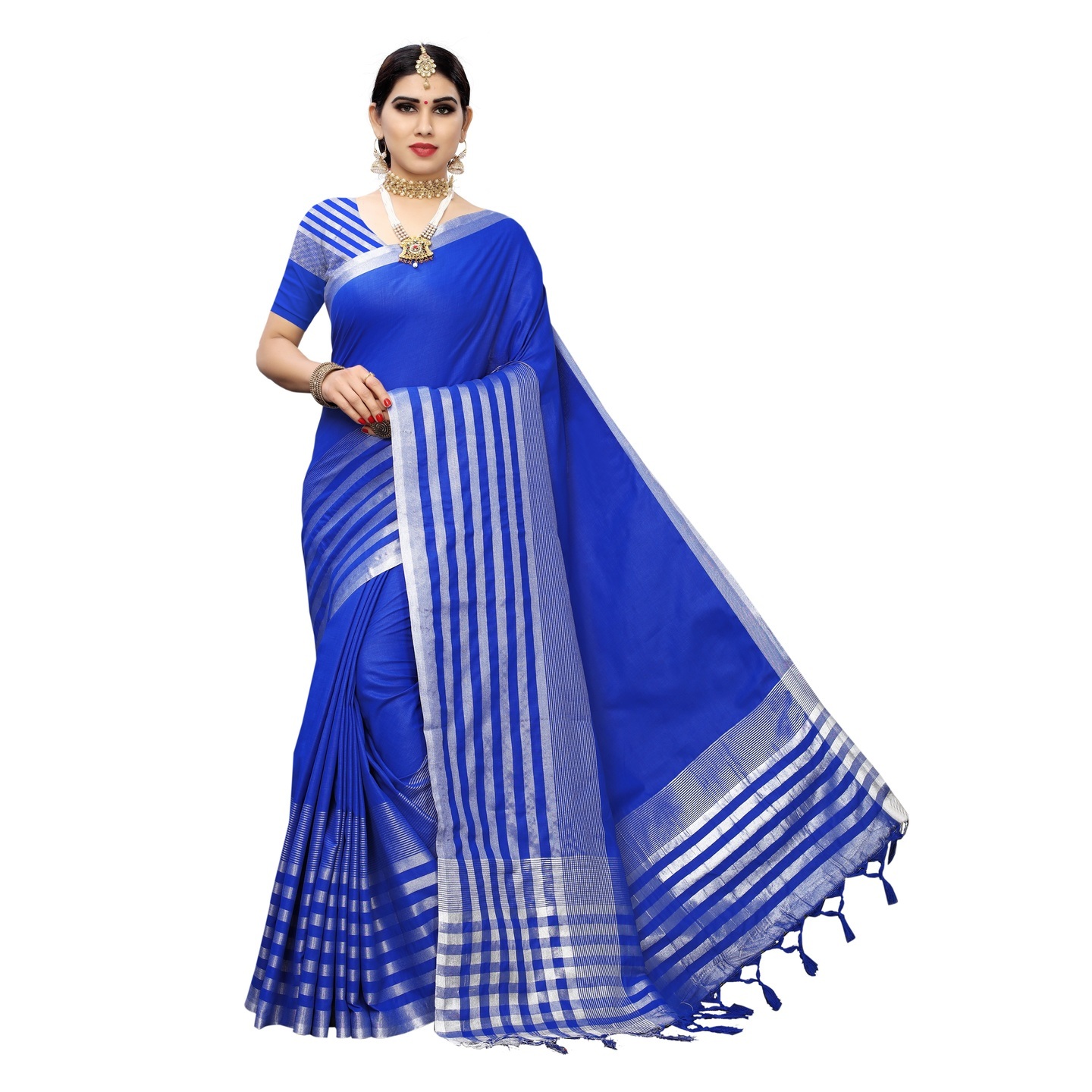 TWITTER ROYAL BLUE COTTON SAREE