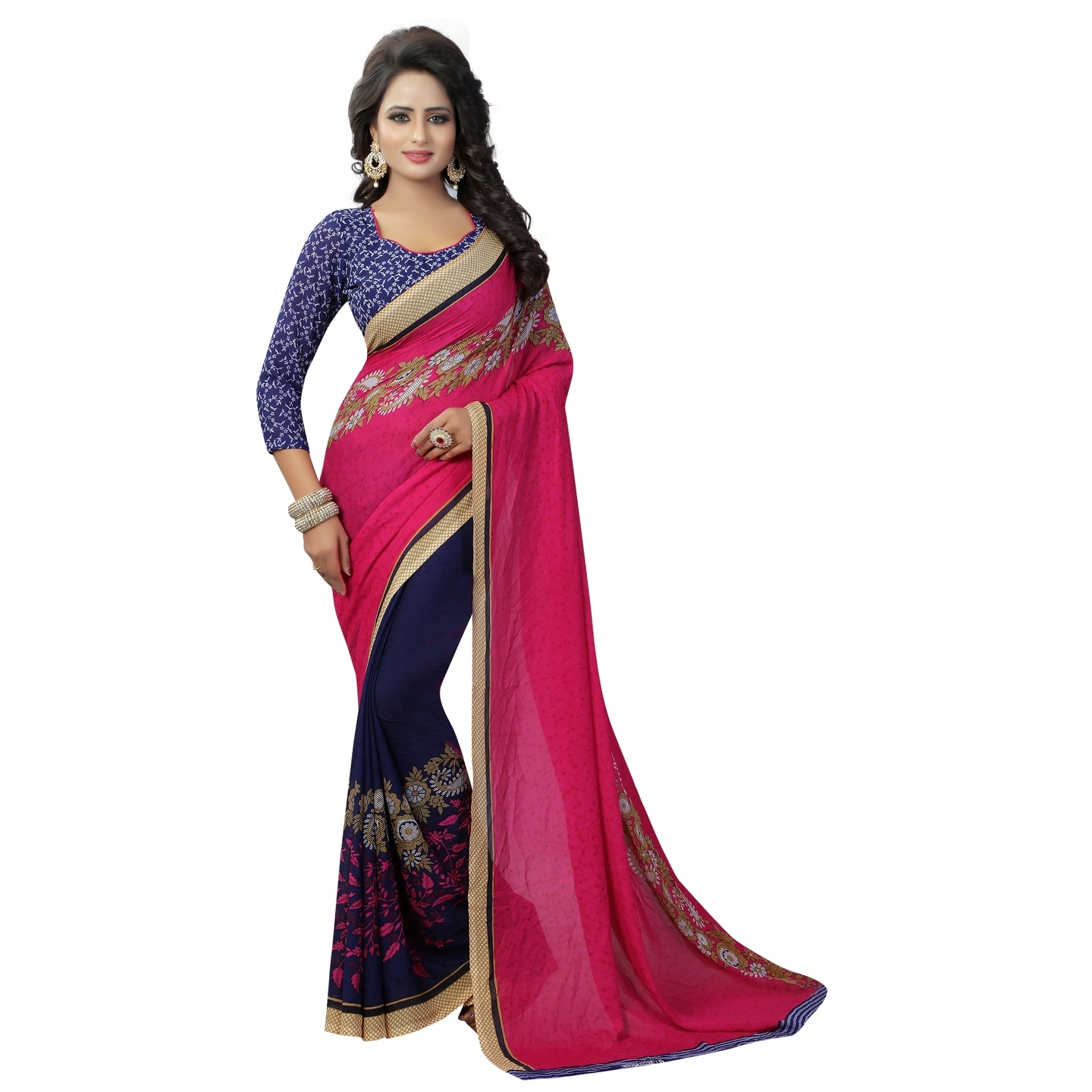 Beautiful Printed Georgette Saree with Blouse Piece