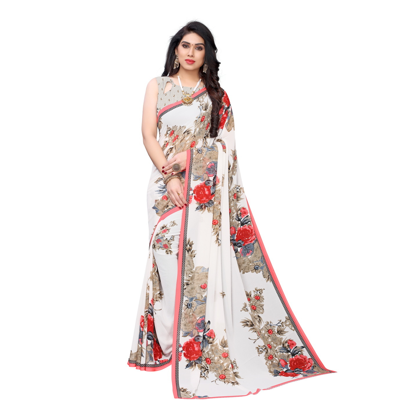 Beautiful Printed Georgette Saree with Blouse Piece