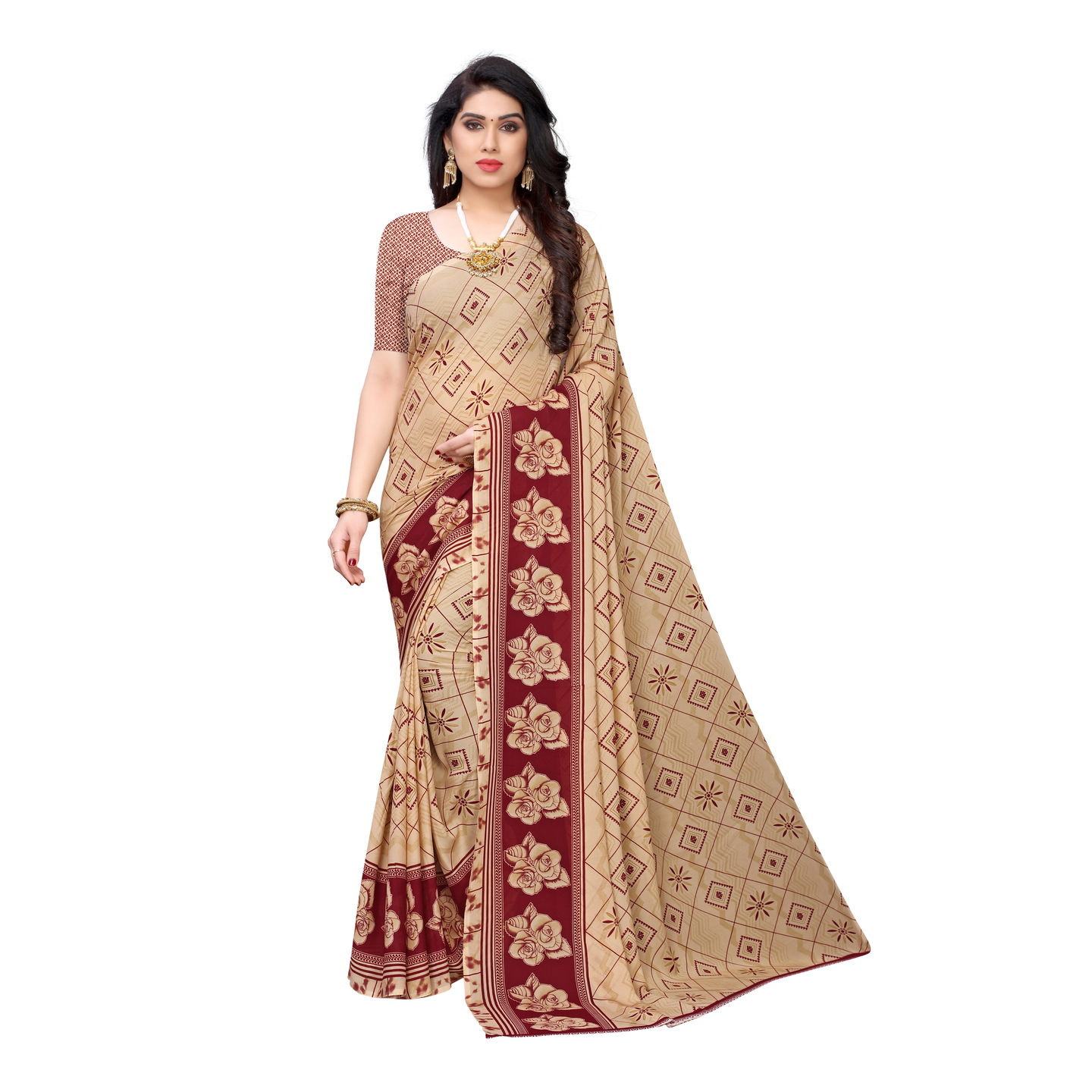 Beautiful Printed Georgette Saree with Blouse Piece