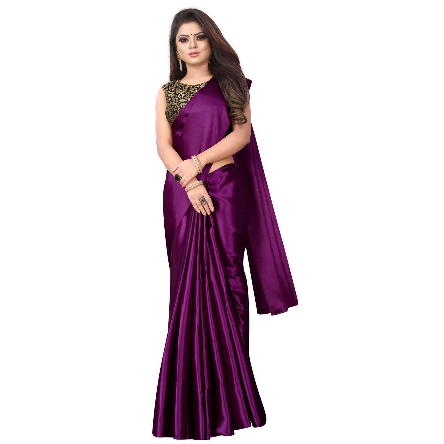 PAVITRA SOLID WINE SATIN SAREE