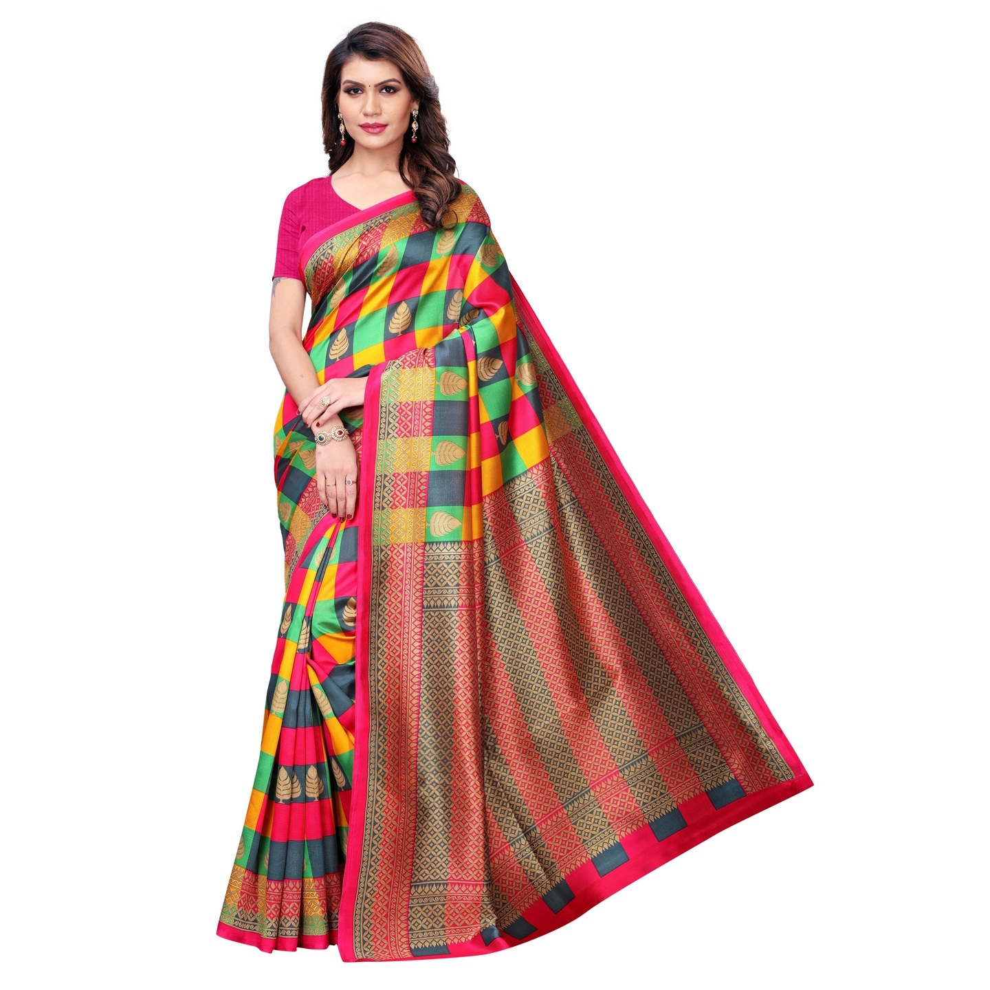 Keshvi Fashion Kalamkari Mysore Silk Printed Sarees