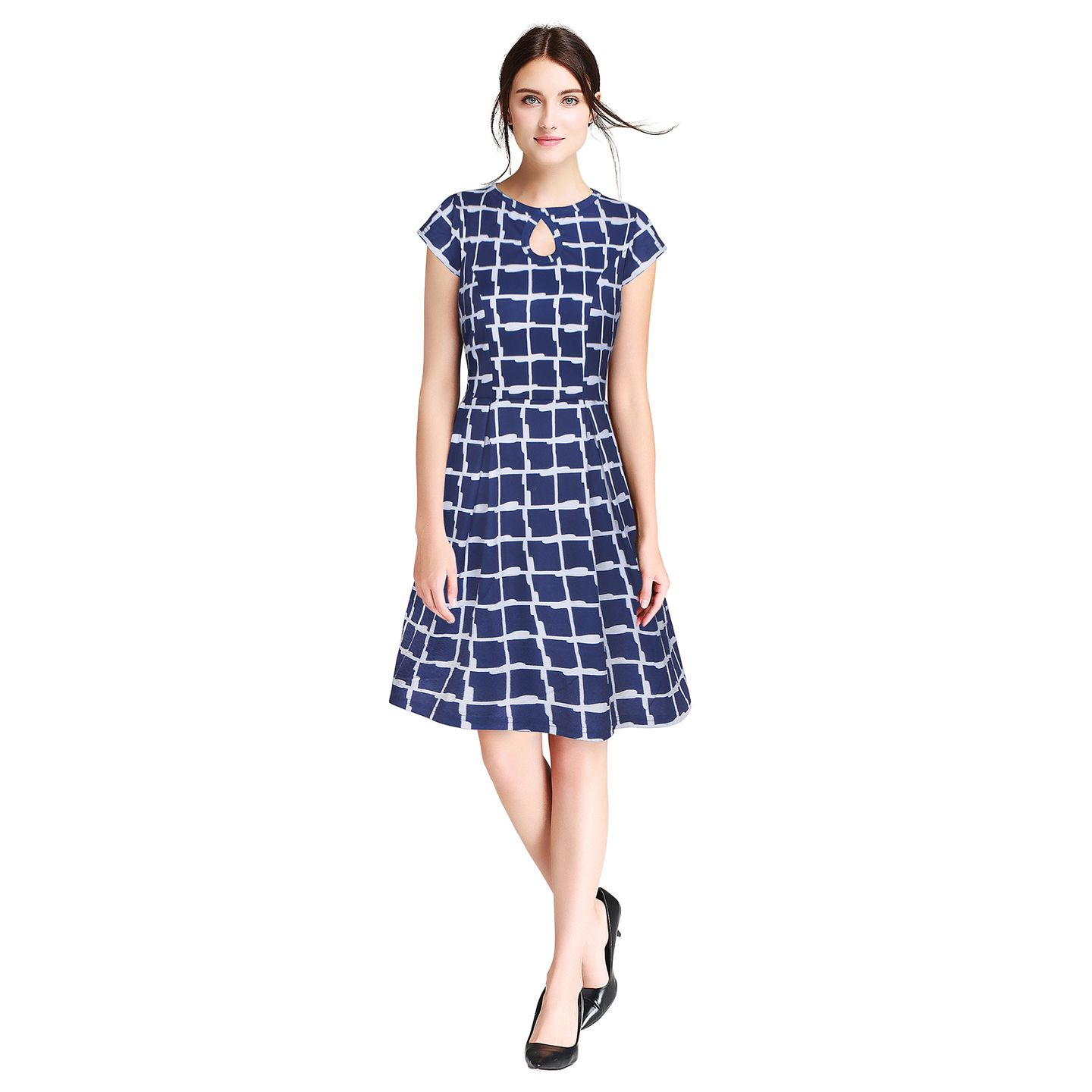 ISHA NAVY BLUE PRINTED WESTERN FROCK