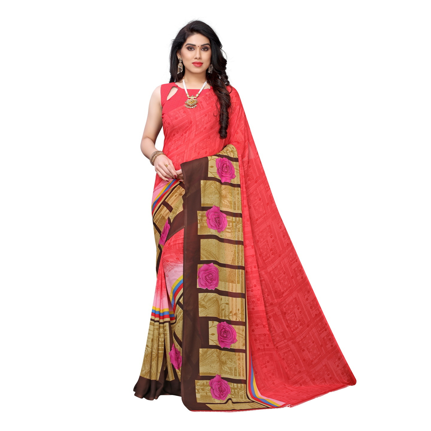 Beautiful Printed Georgette Saree with Blouse Piece