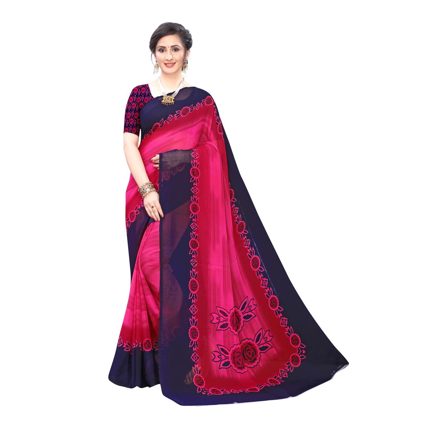 Beautiful Printed Georgette Saree with Blouse Piece