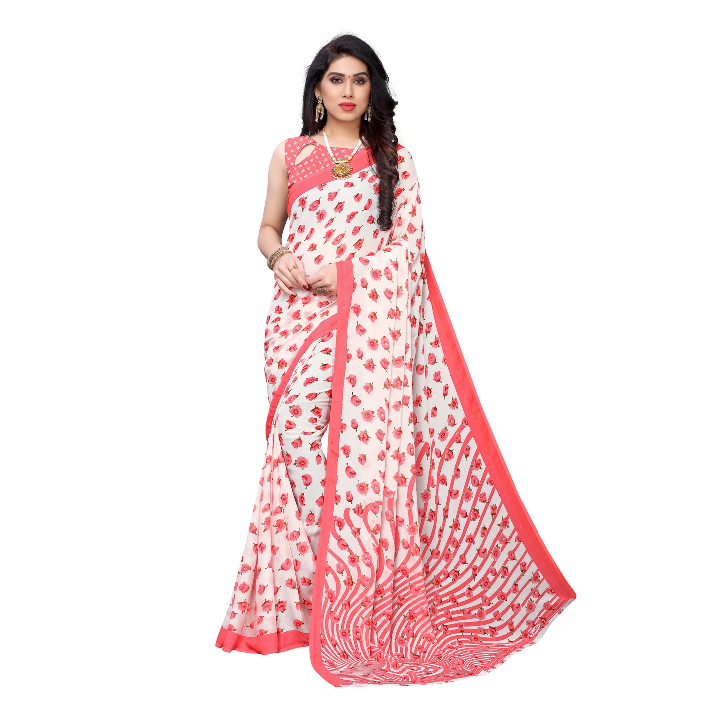 Beautiful Printed Georgette Saree with Blouse Piece