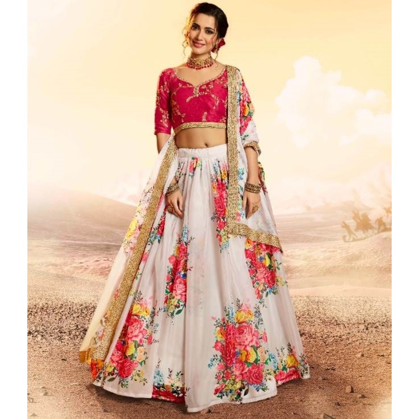 FESTIVE ORGANZA WHITE LEHENGA by ARYA DESIGN