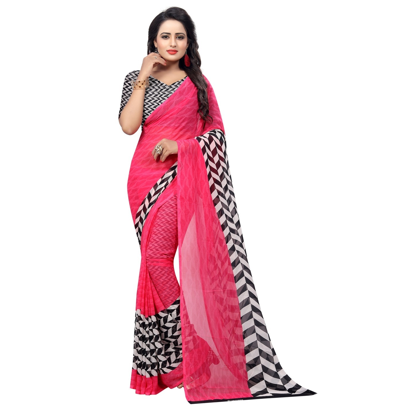 Beautiful Printed Georgette Saree with Blouse Piece