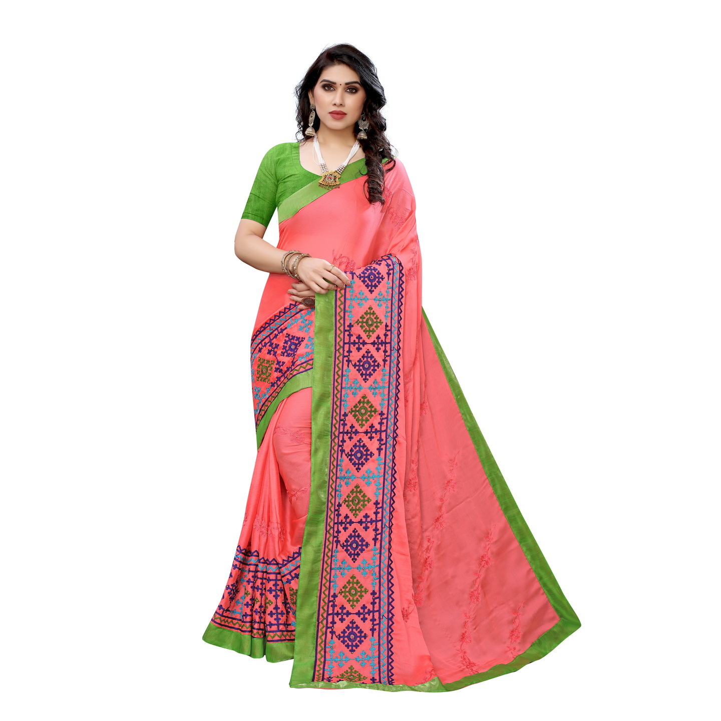 DESIGNER PEACH SUIDHAGA EMBROIDERED SAREE