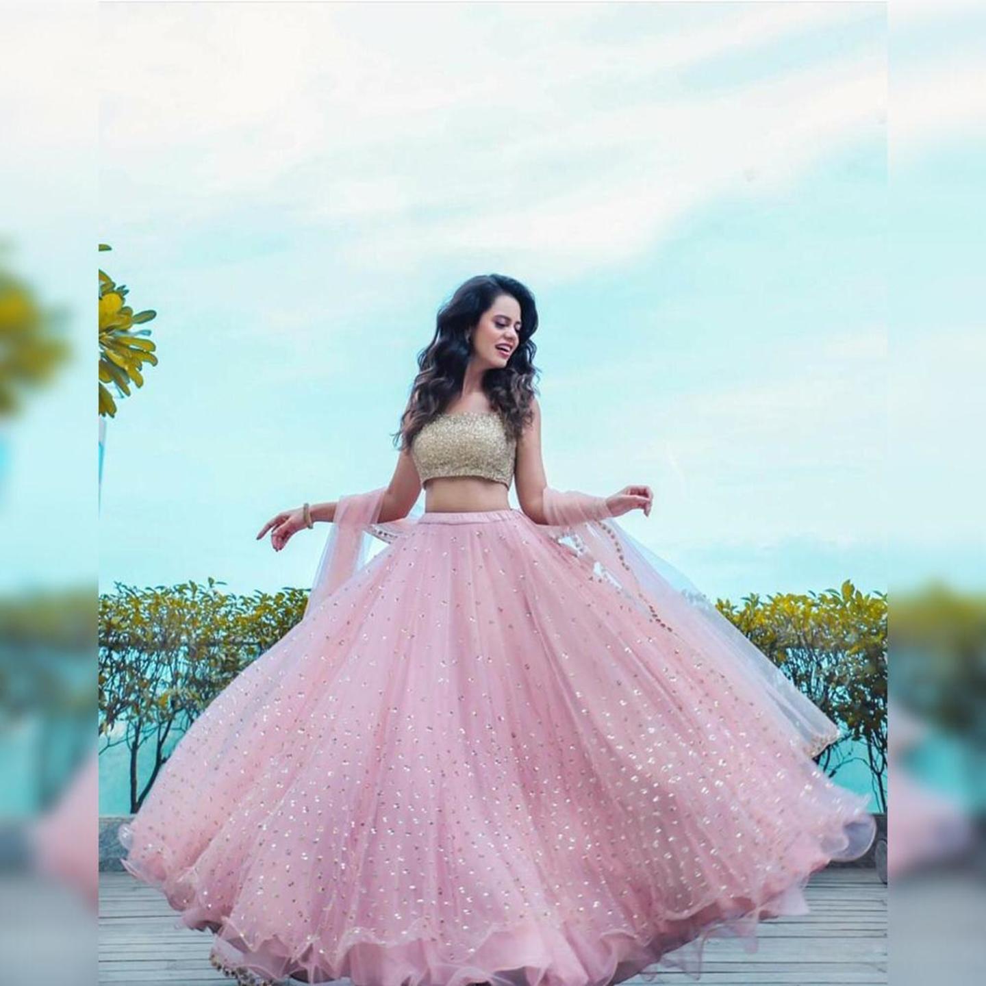 CHULBULI BABY PINK RUFFLE LEHENGA