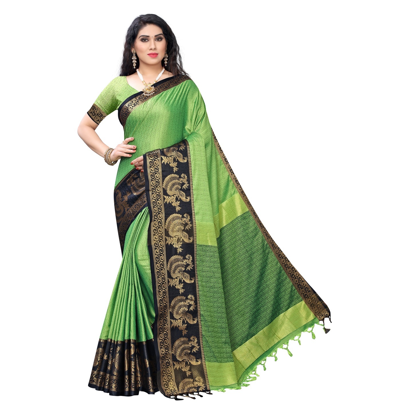 BEAUTIFUL GREEN BANARASI WEAVING SAREE