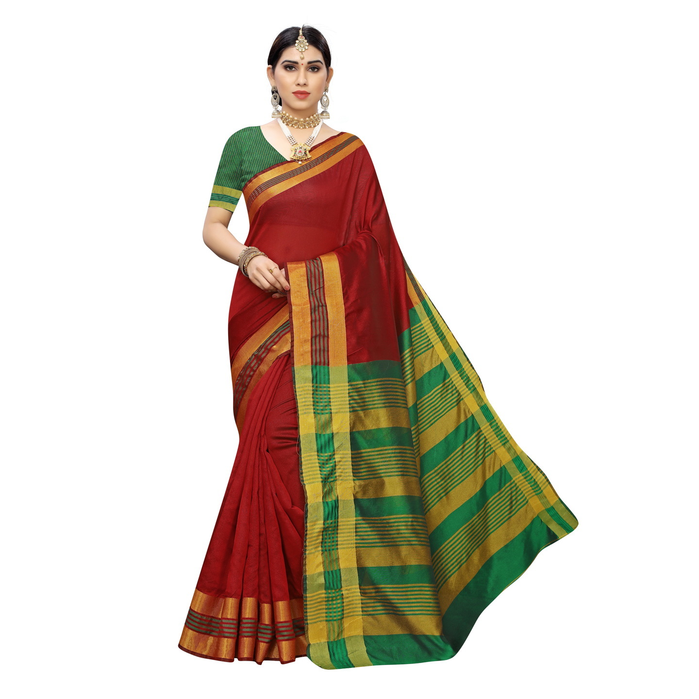 MAGGI RED COTTON SILK SAREE