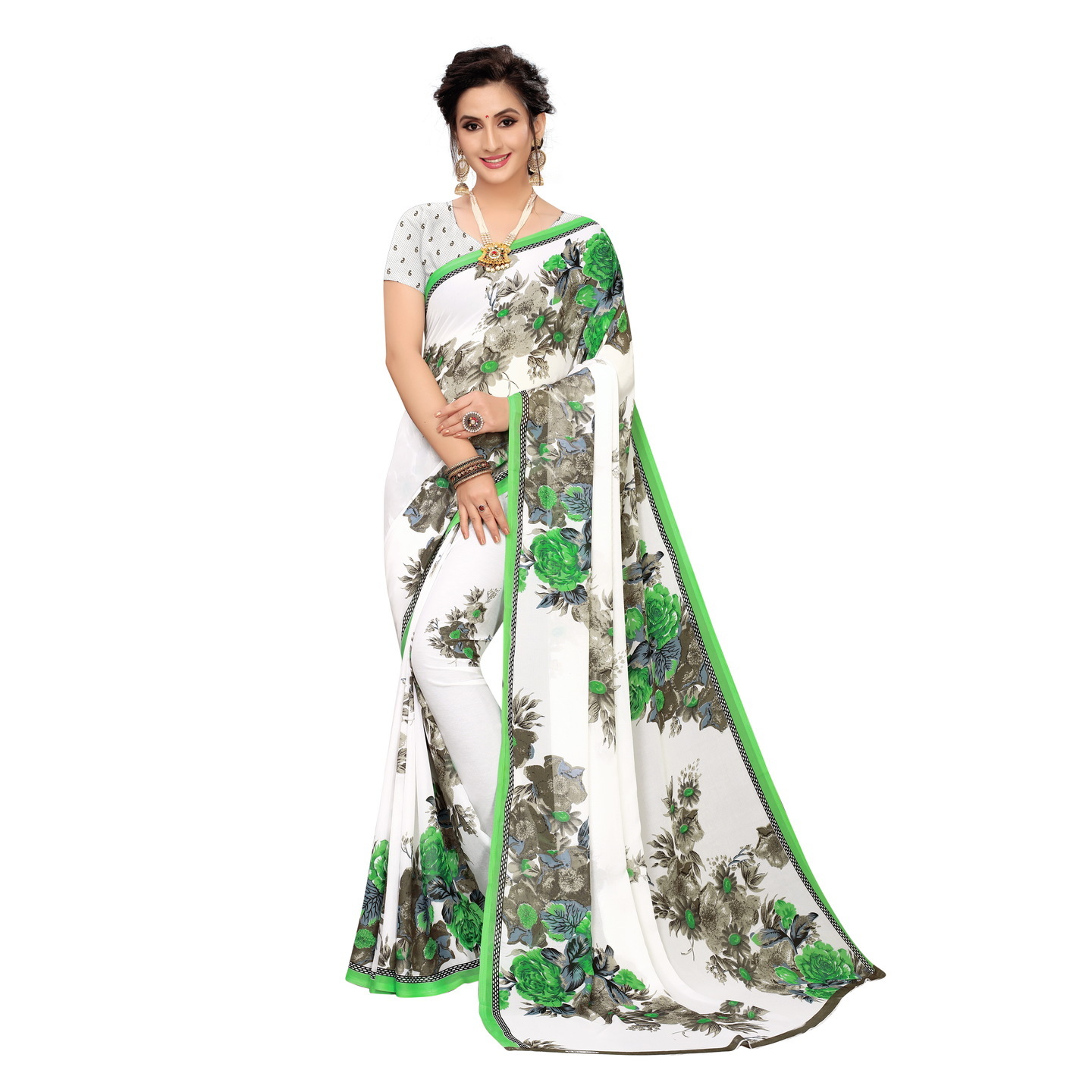 Beautiful Printed Georgette Saree with Blouse Piece