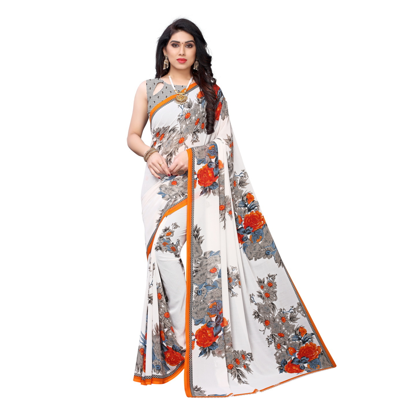 Beautiful Printed Georgette Saree with Blouse Piece