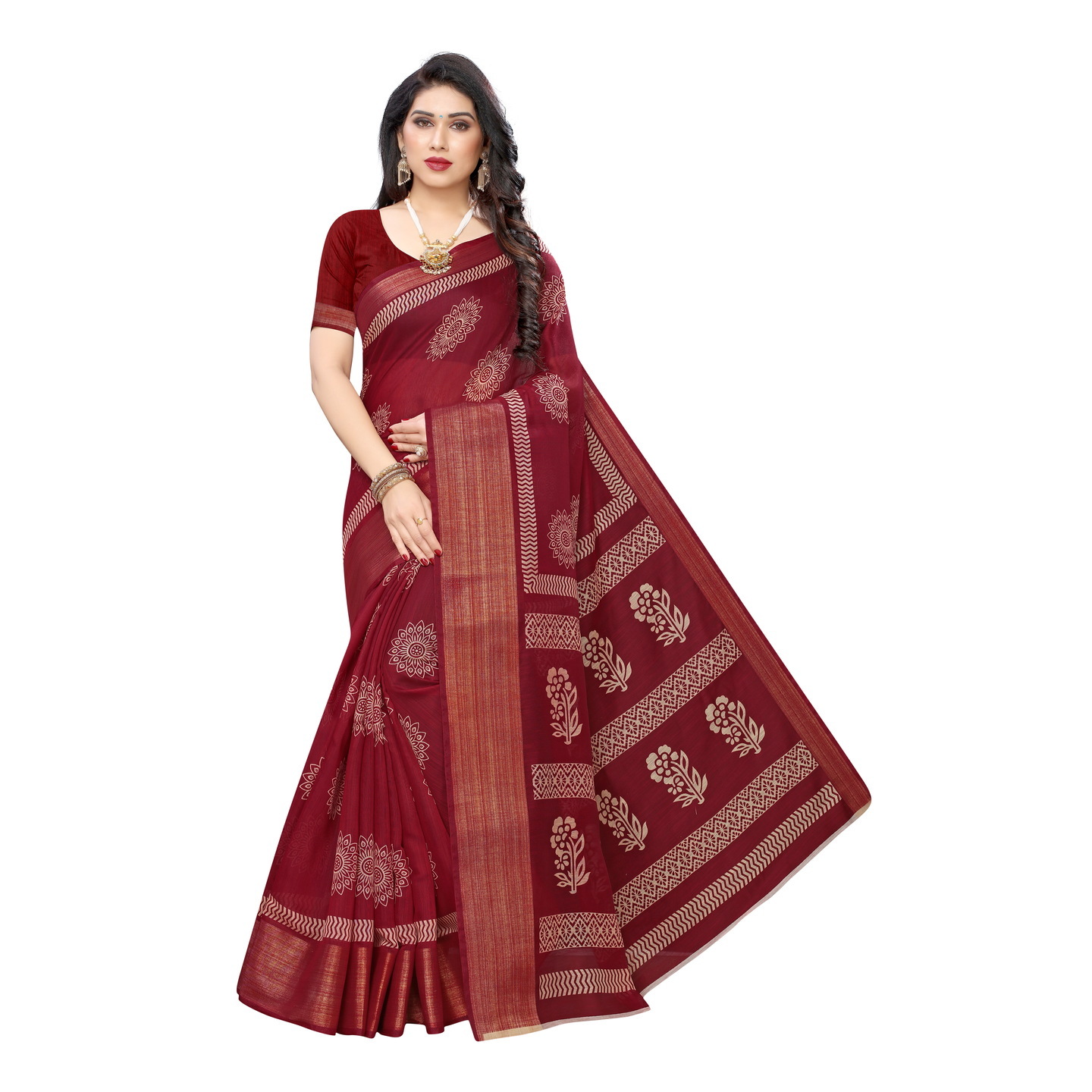 WISDOM RED DESIGNER SILK SAREE