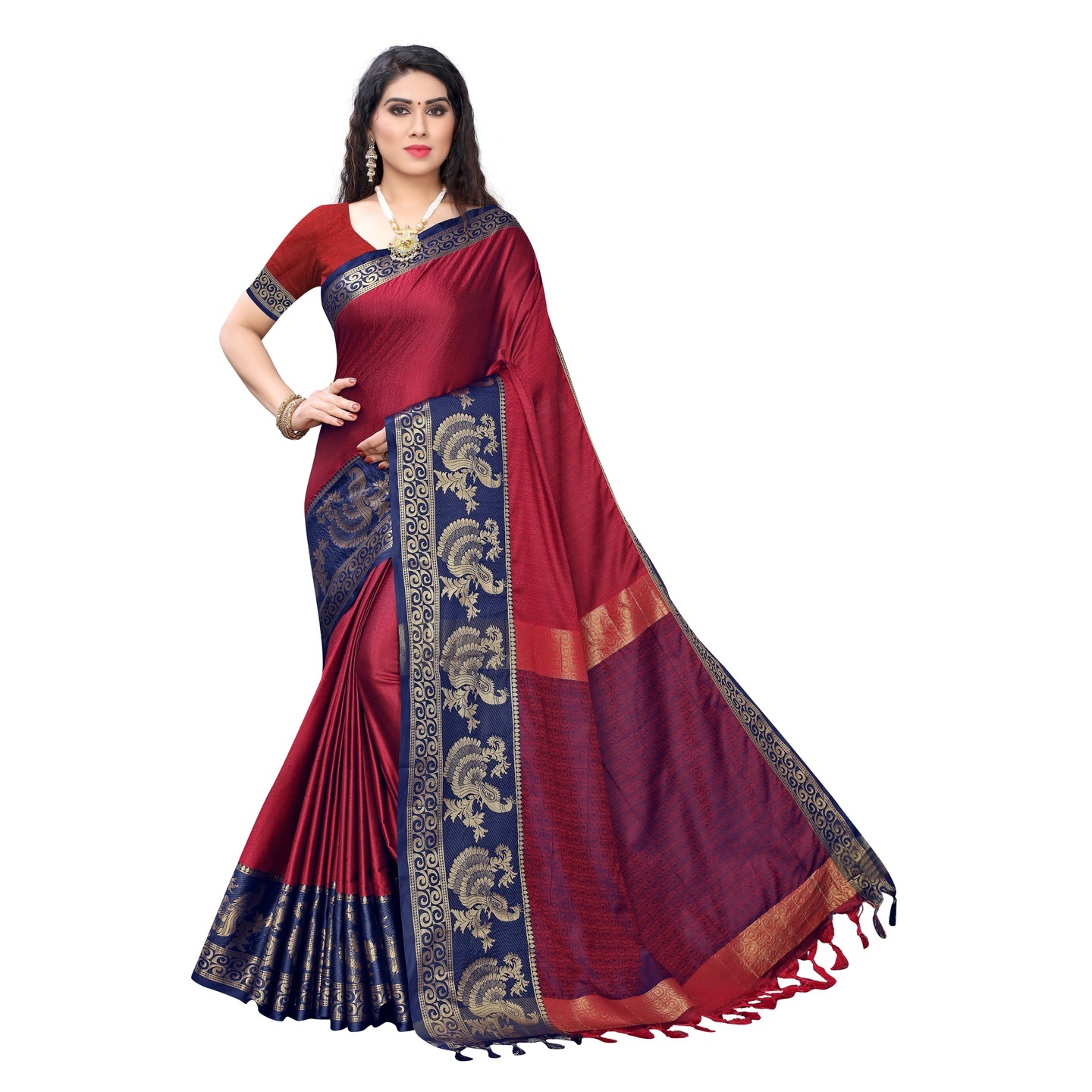 BEAUTIFUL RED BANARASI WEAVING SAREE