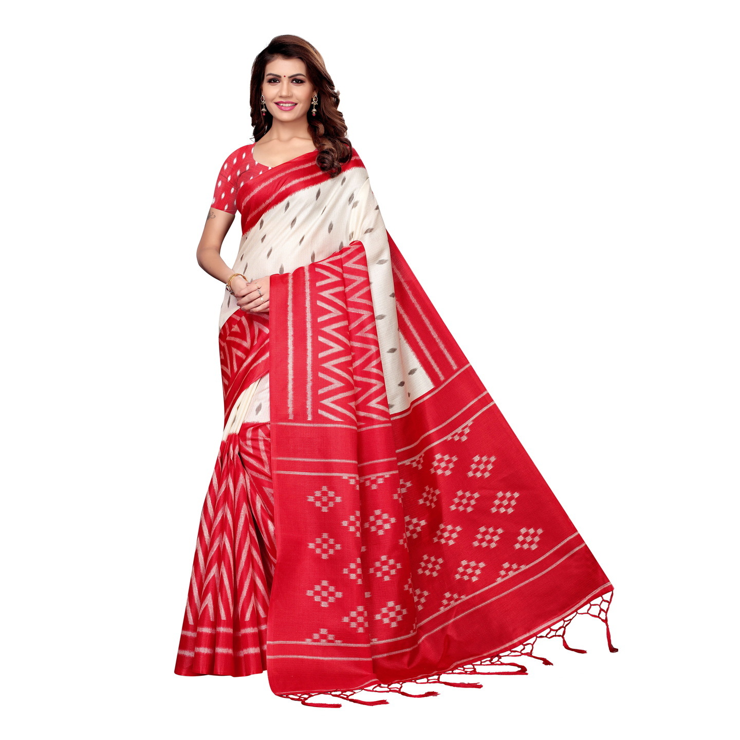 KALAMKARI PRINTED KHADI SILK SAREE