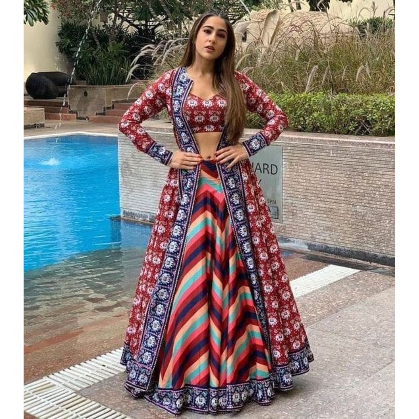 PATOLA INDO-WESTERN MULTI-COLOUR PRINTED LEHENGA