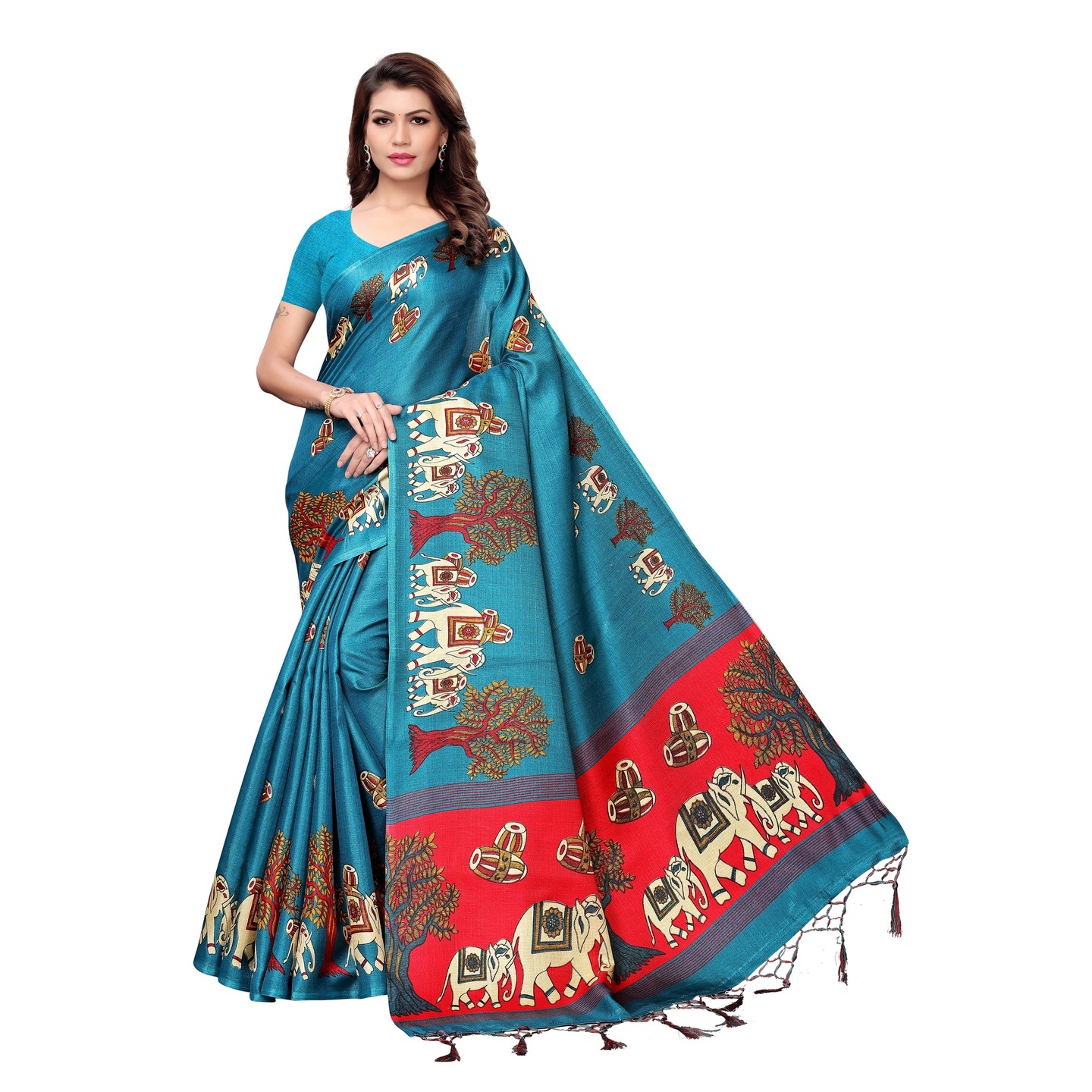 KALAMKARI RAMA KHADI SILK SAREE WITH FIGURE PRINT CONCEPT