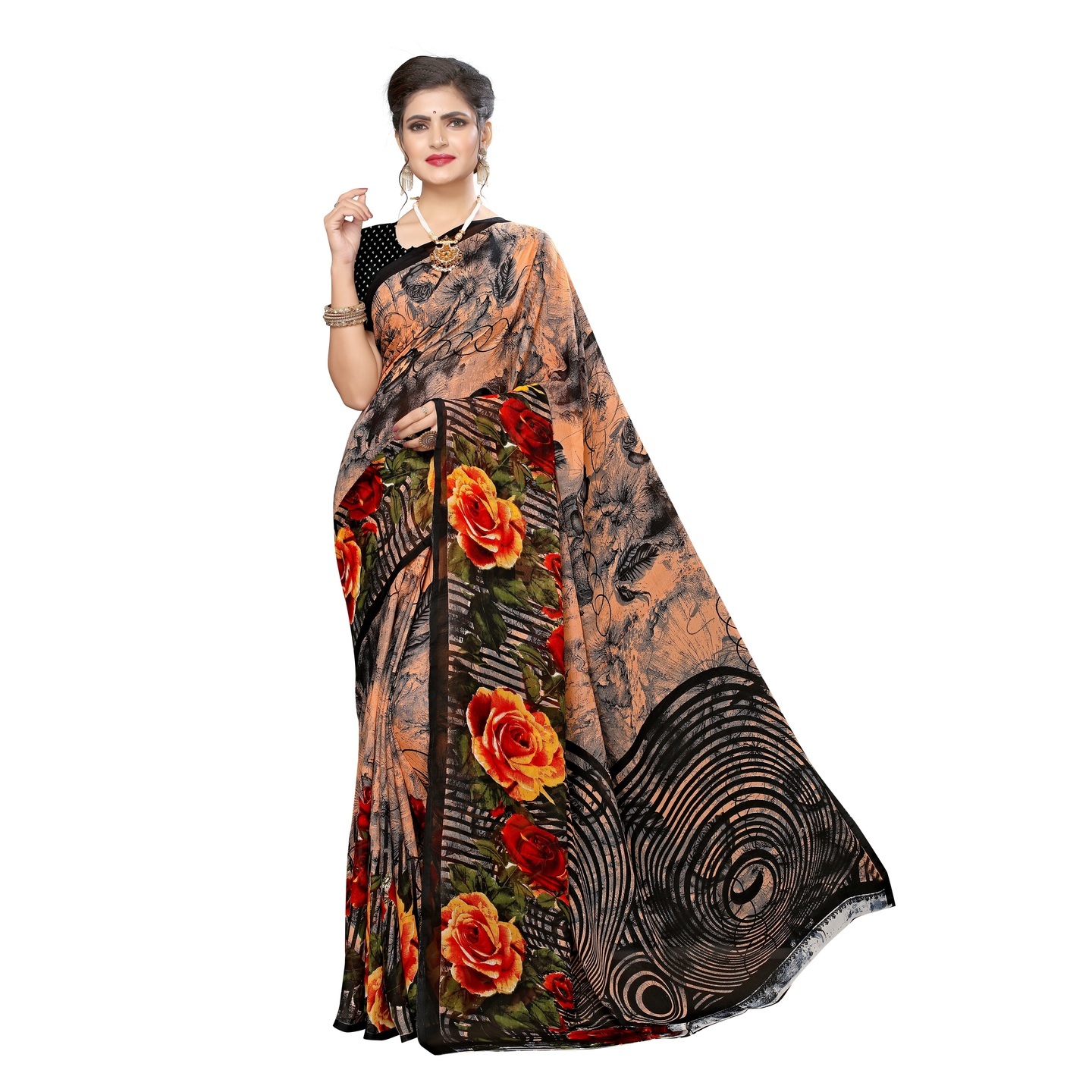Beautiful Printed Georgette Saree with Blouse Piece