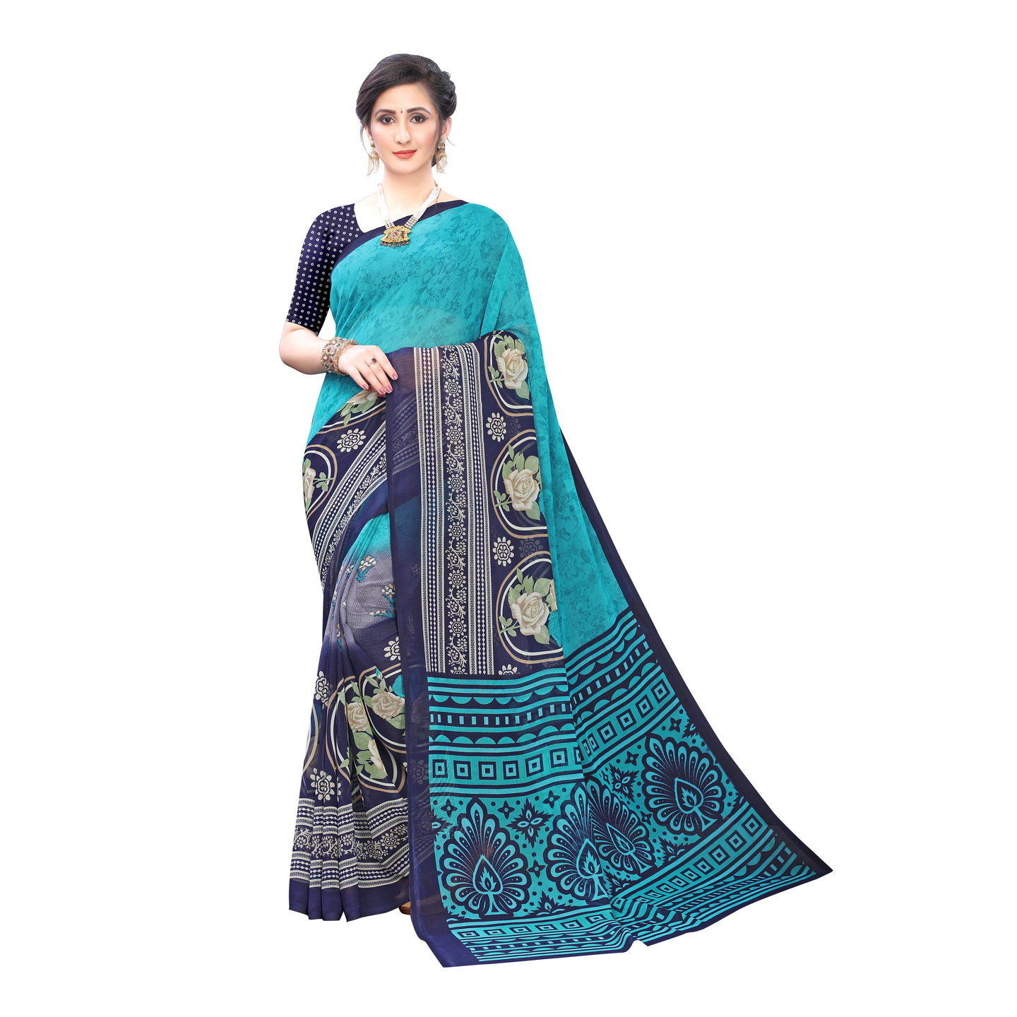 Beautiful Printed Georgette Saree with Blouse Piece