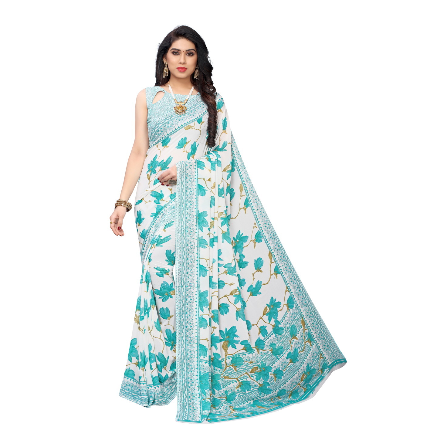 Beautiful Printed Georgette Saree with Blouse Piece