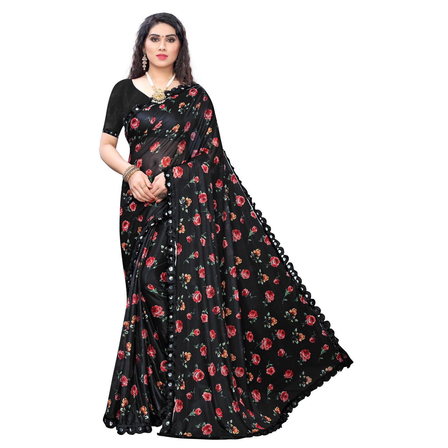 BLACK JAMUN DESIGNER LYCRA SAREE