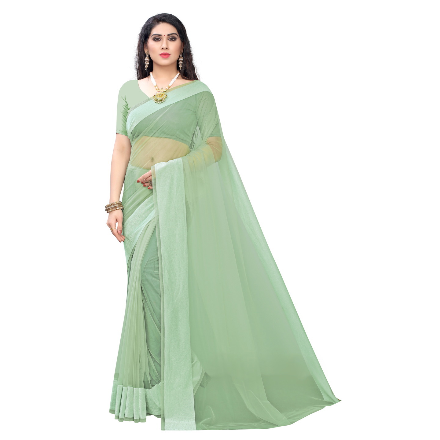 PASTRY GREEN ORGANZA SAREE