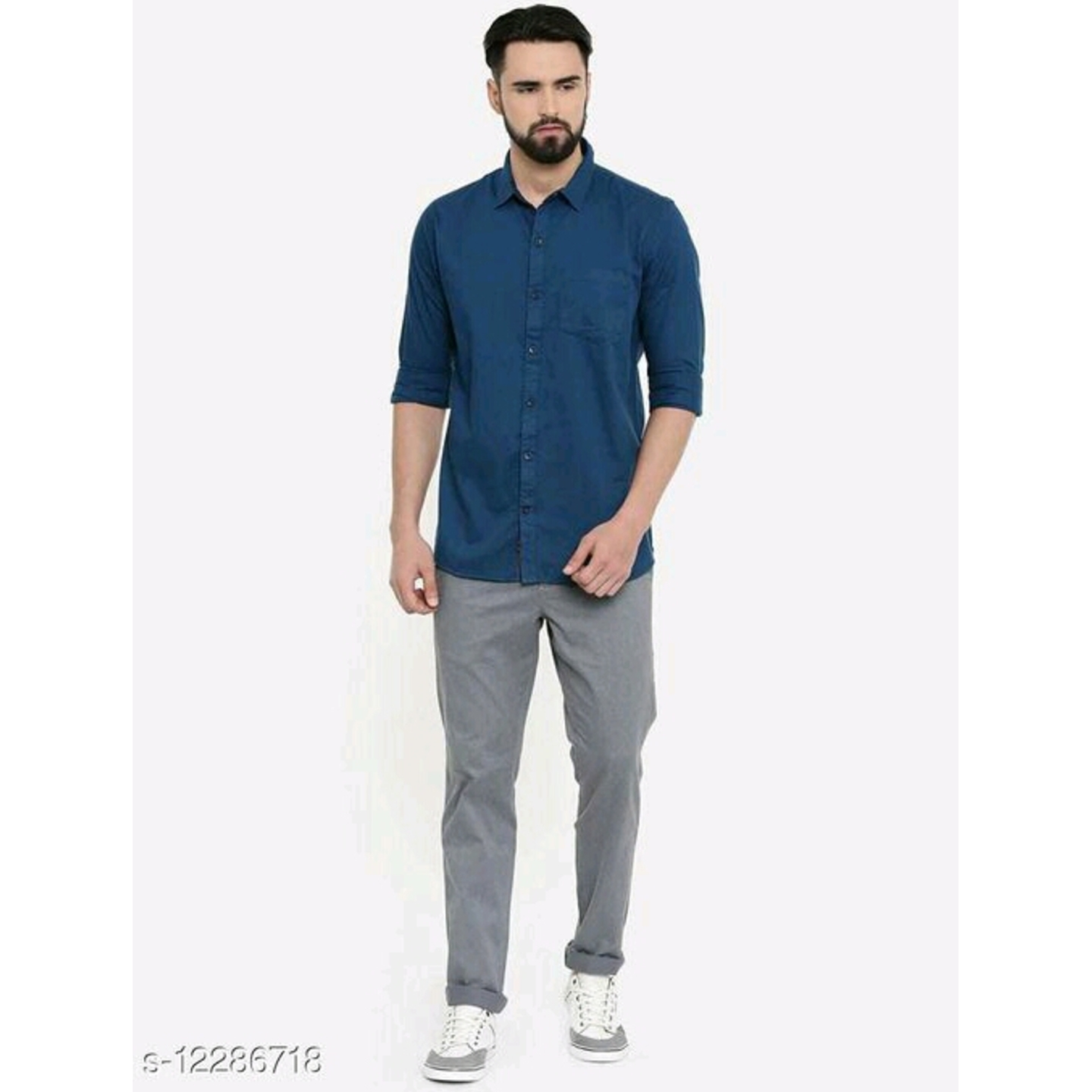 TRIM-FIT CASUAL BLUE SHIRT