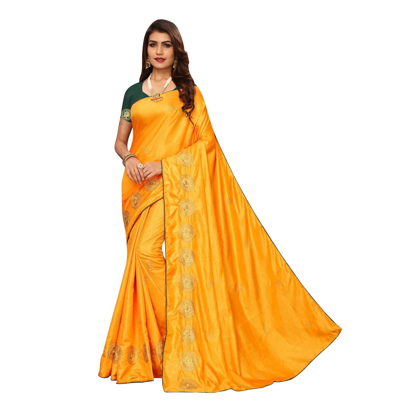 DESIGNER YELLOW DUCK EMBROIDERED SAREE