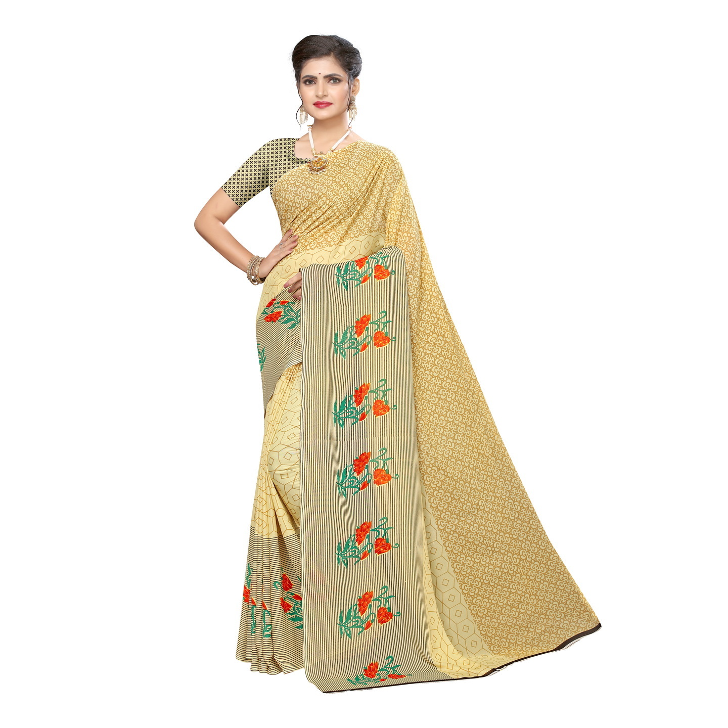 Beautiful Printed Georgette Saree with Blouse Piece