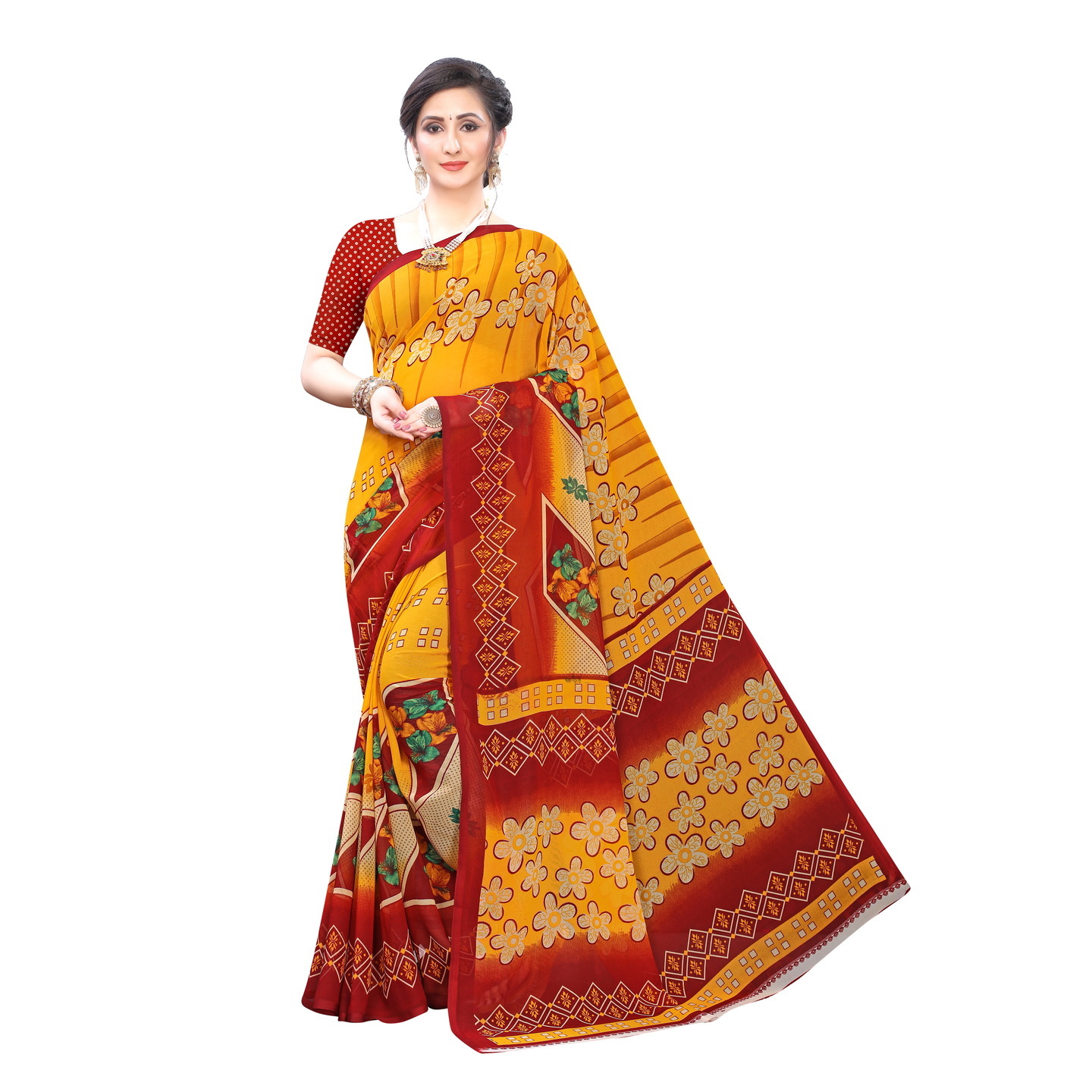 Beautiful Printed Georgette Saree with Blouse Piece