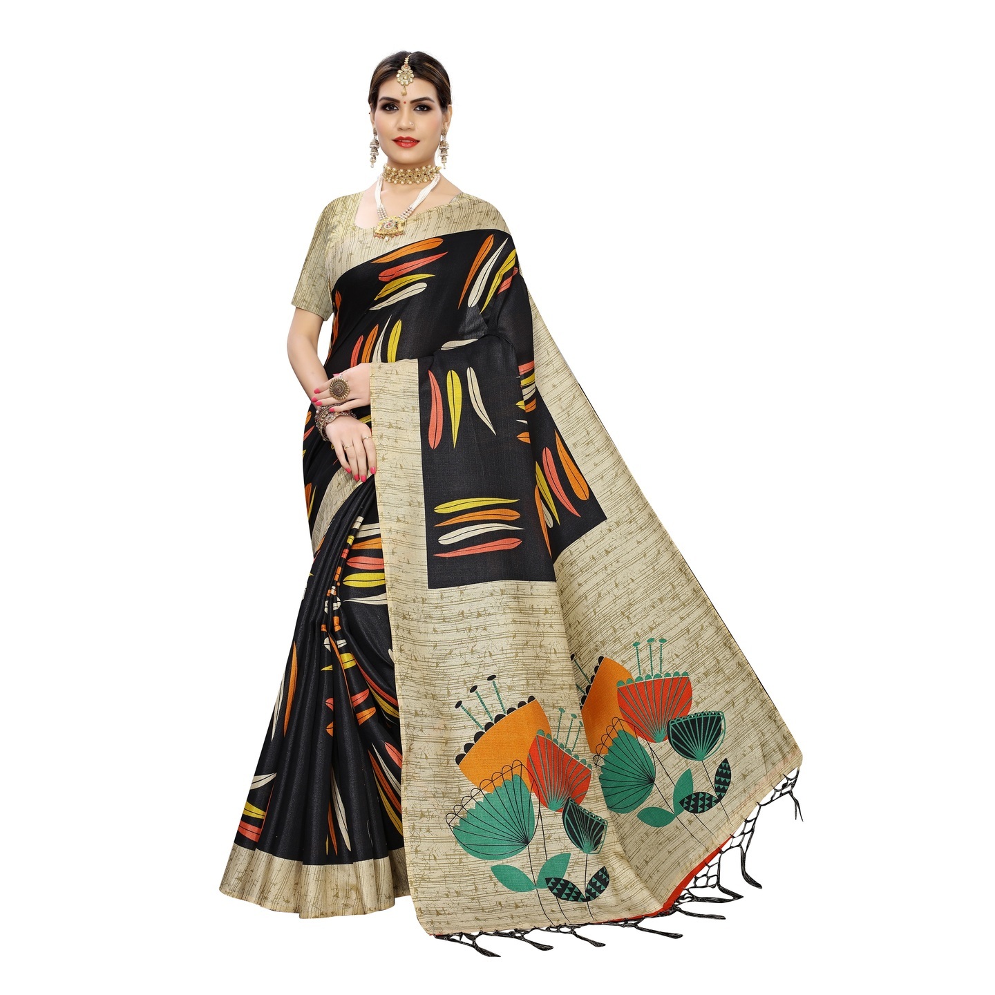 LOVELY BLACK PRINTED SAREE