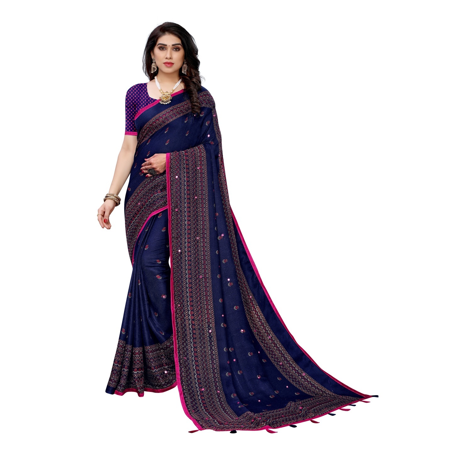 HOLIKA PRISM SILK BLUE PRINTED SAREE 