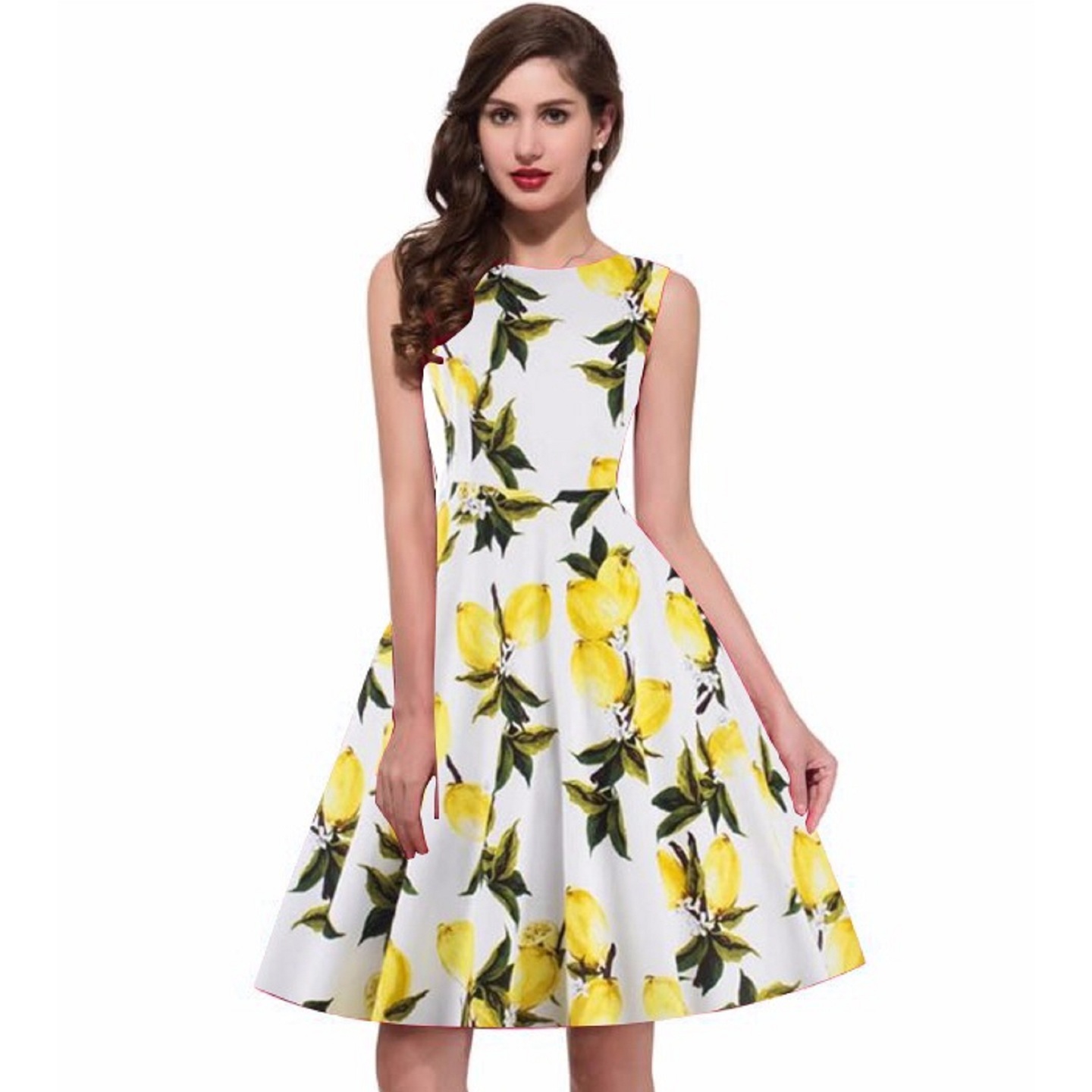 LUXURIOUS LEMON PRINTED SKATER DRESS
