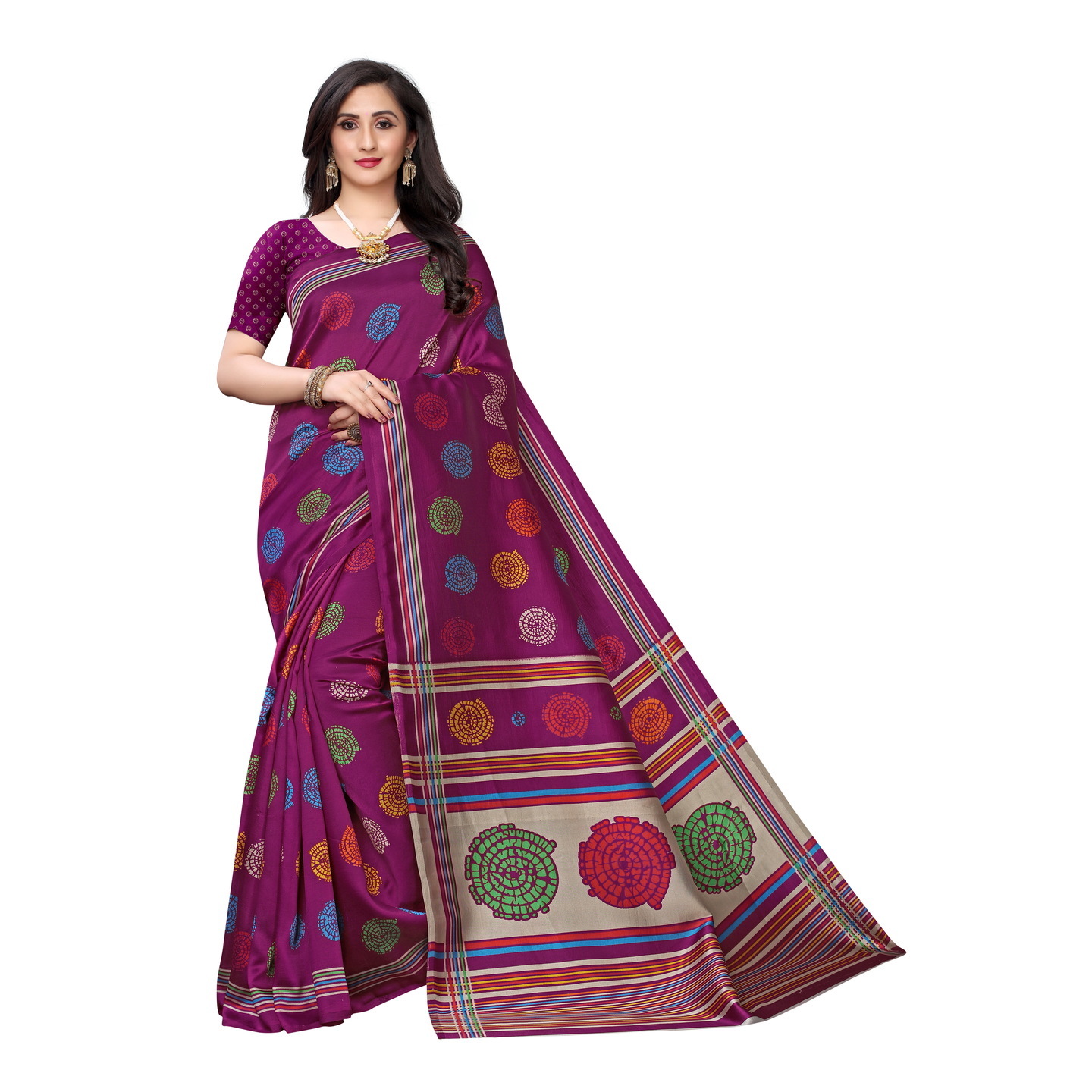 SNAIL PRINTED PURPLE JUTE SAREE