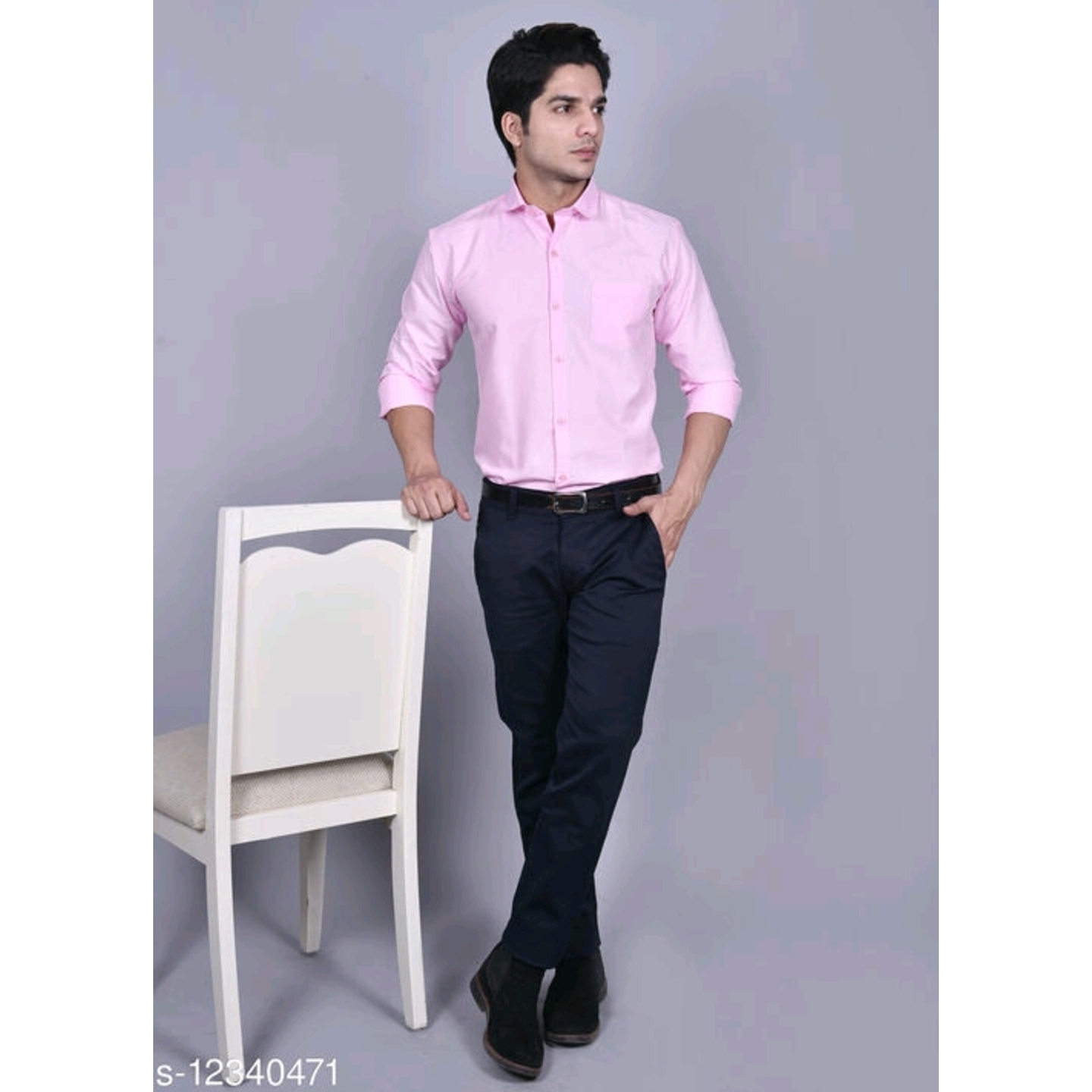 FORMAL SOLID POLYCOTTON BABY PINK SHIRT