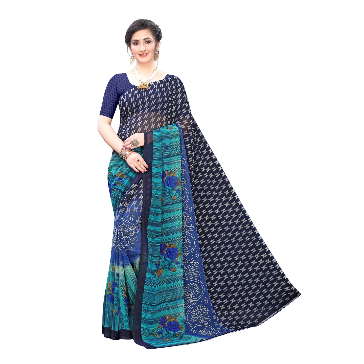 Beautiful Printed Georgette Saree with Blouse Piece