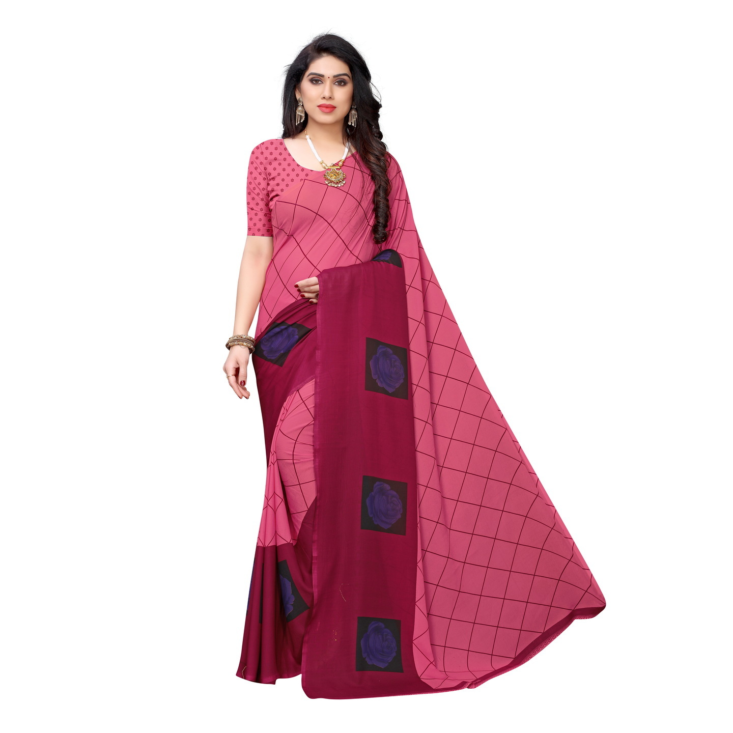 Beautiful Printed Georgette Saree with Blouse Piece