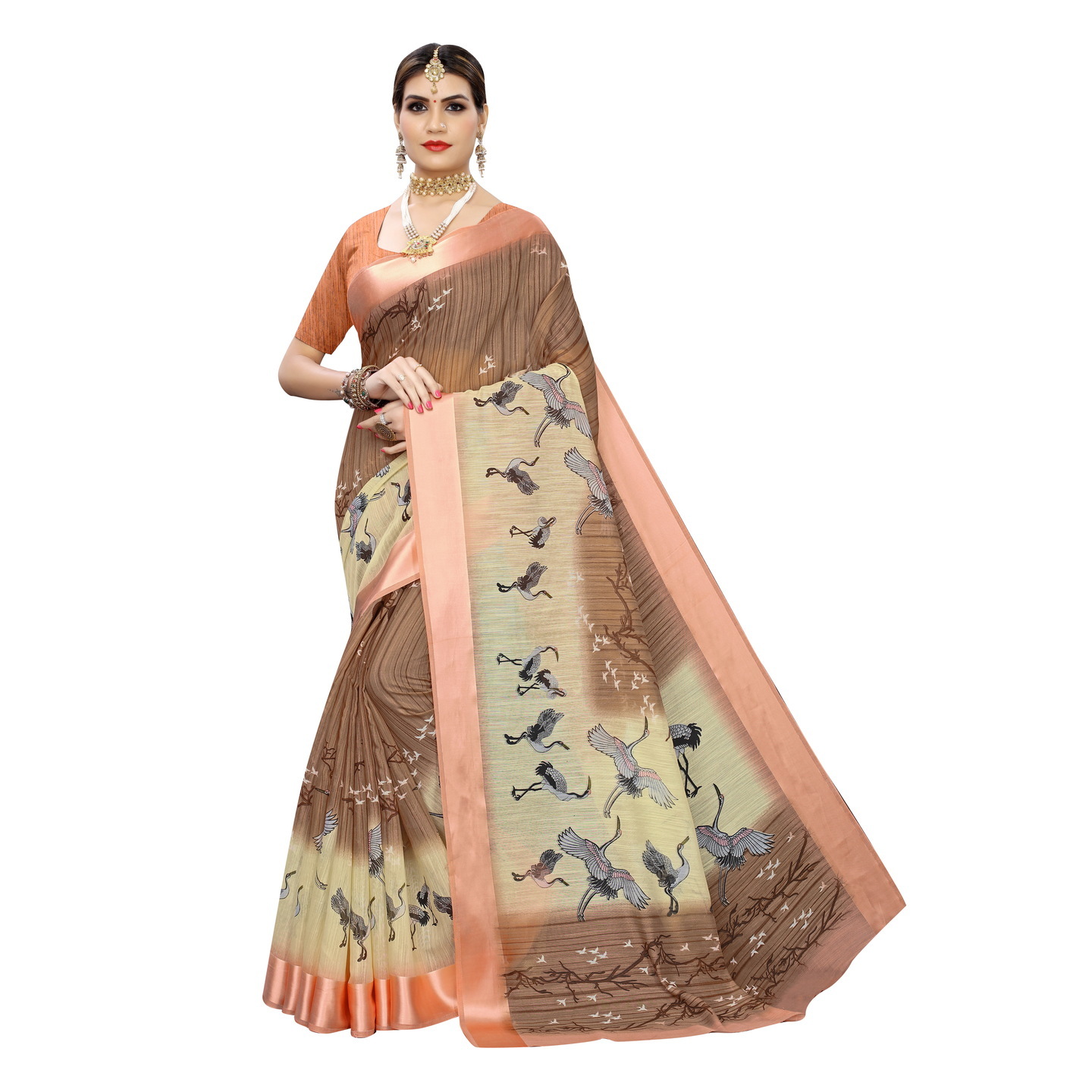DESIGNER ARYA BROWN LINEN SAREE