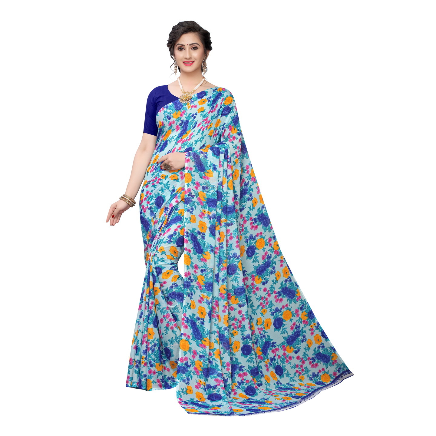 Beautiful Printed Georgette Saree with Blouse Piece